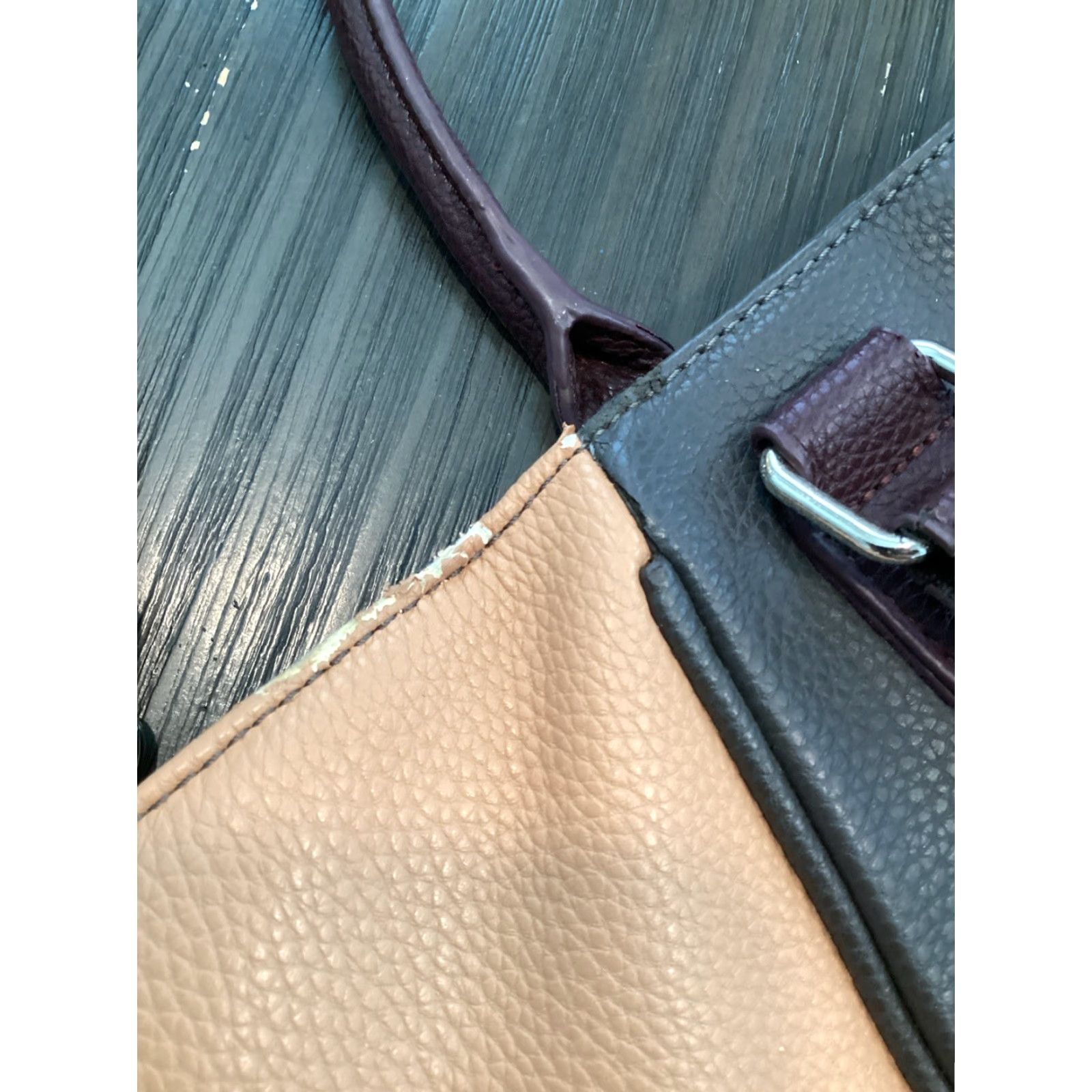 Vintage Jewell Faux Snakeskin Tote Purse Large 3 Tone Gray Brown Beige with Detachable Strap for Women Size ONE SIZE - 5 Thumbnail