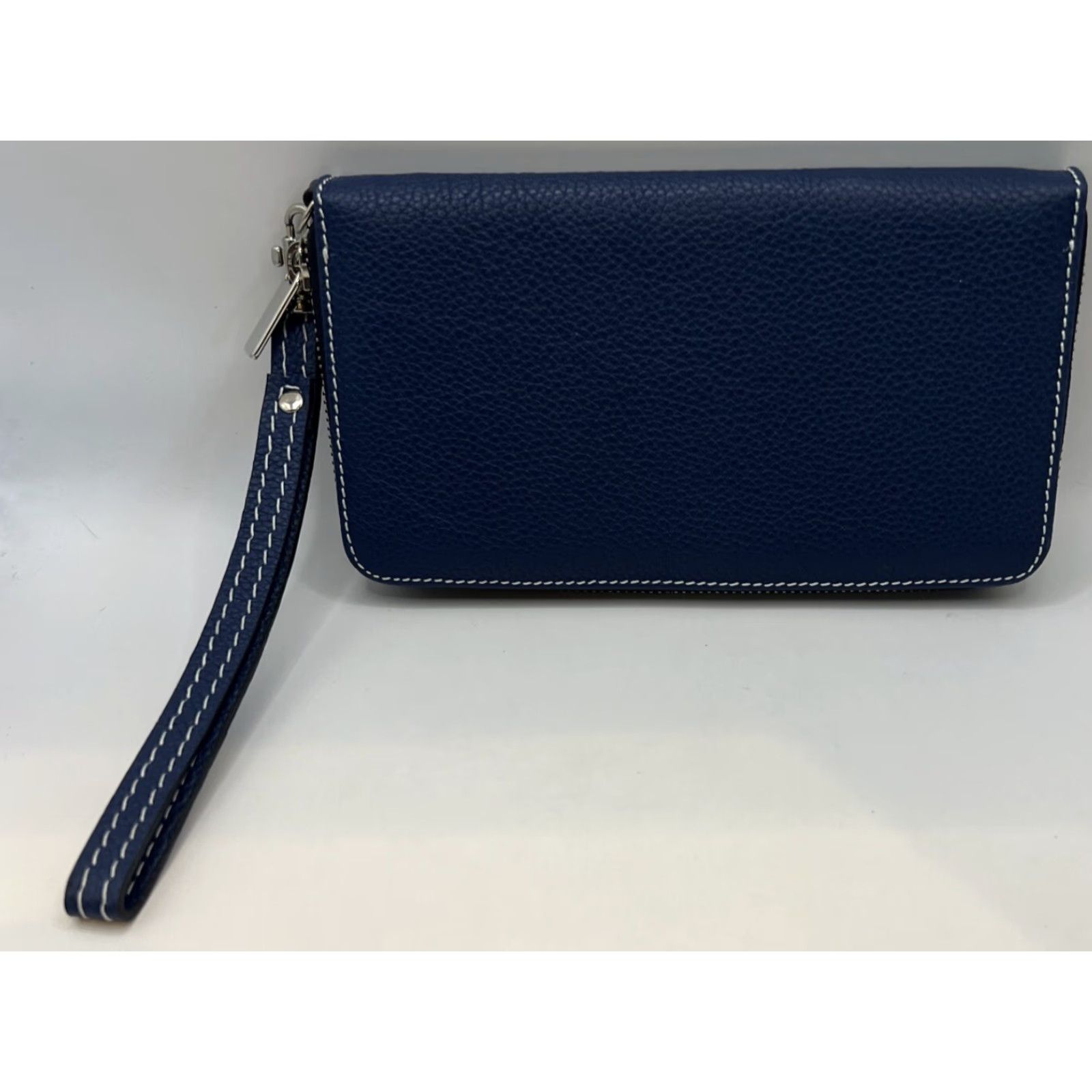 Vintage Roger Ximenez Leather Wristlet Clutch Wallet Women One Size Airforce Blue Pebble Italian Stitch Size ONE SIZE - 3 Thumbnail