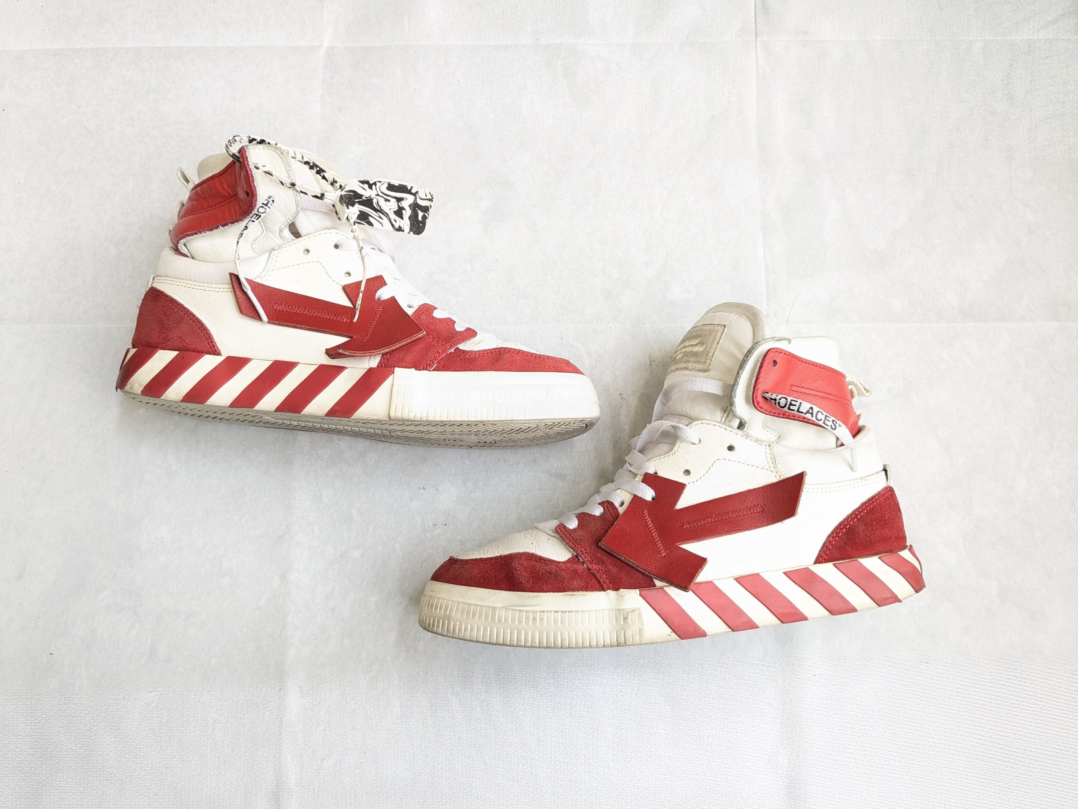 Off-White Off-white Vulcanized High Top Sneakers Red White 10 43 Size US 10 / EU 43 - 1 Thumbnail