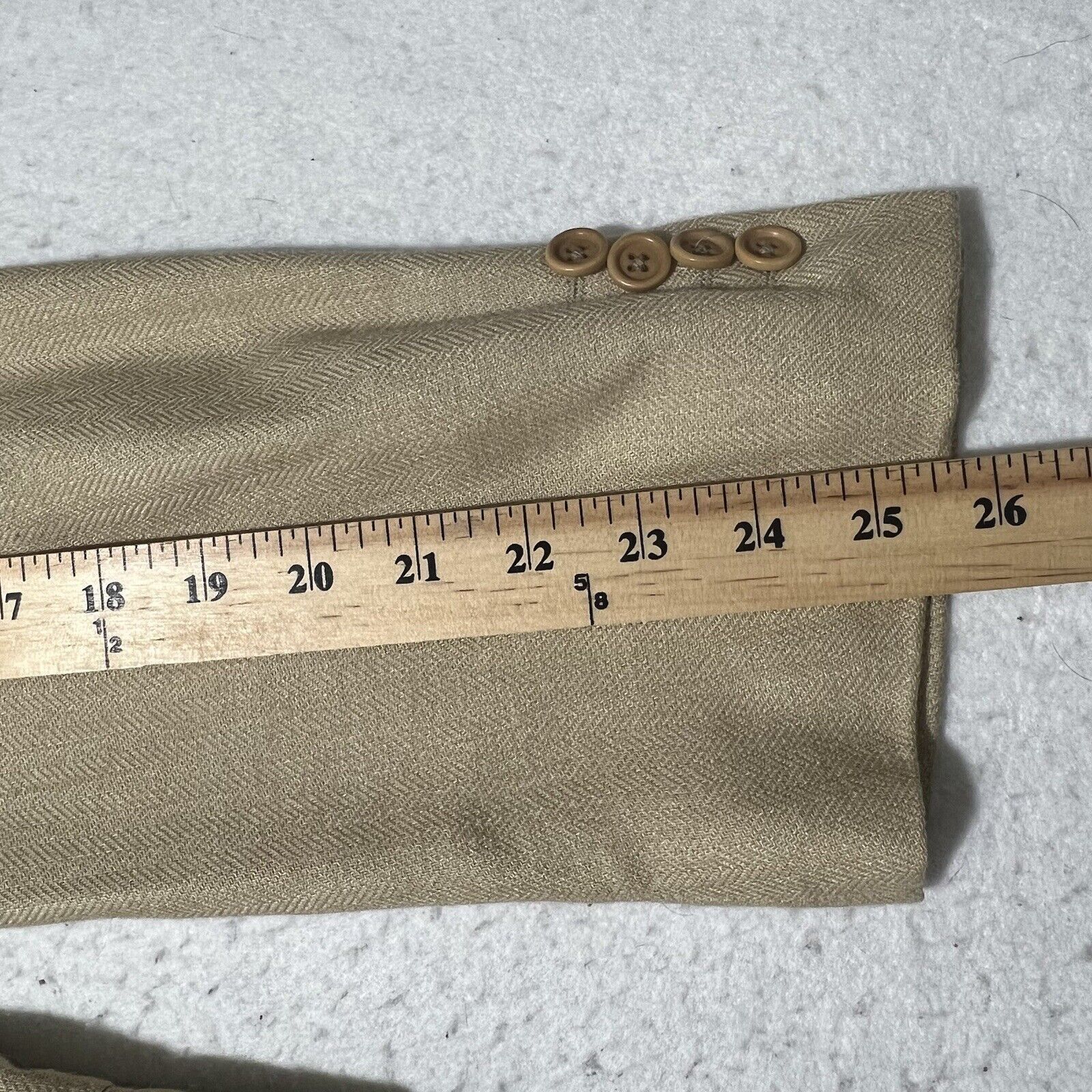 Zanieri Zanieri Italy Silk Blend Suit Jacket Beige Herringbone Coat Size 42R - 12 Thumbnail