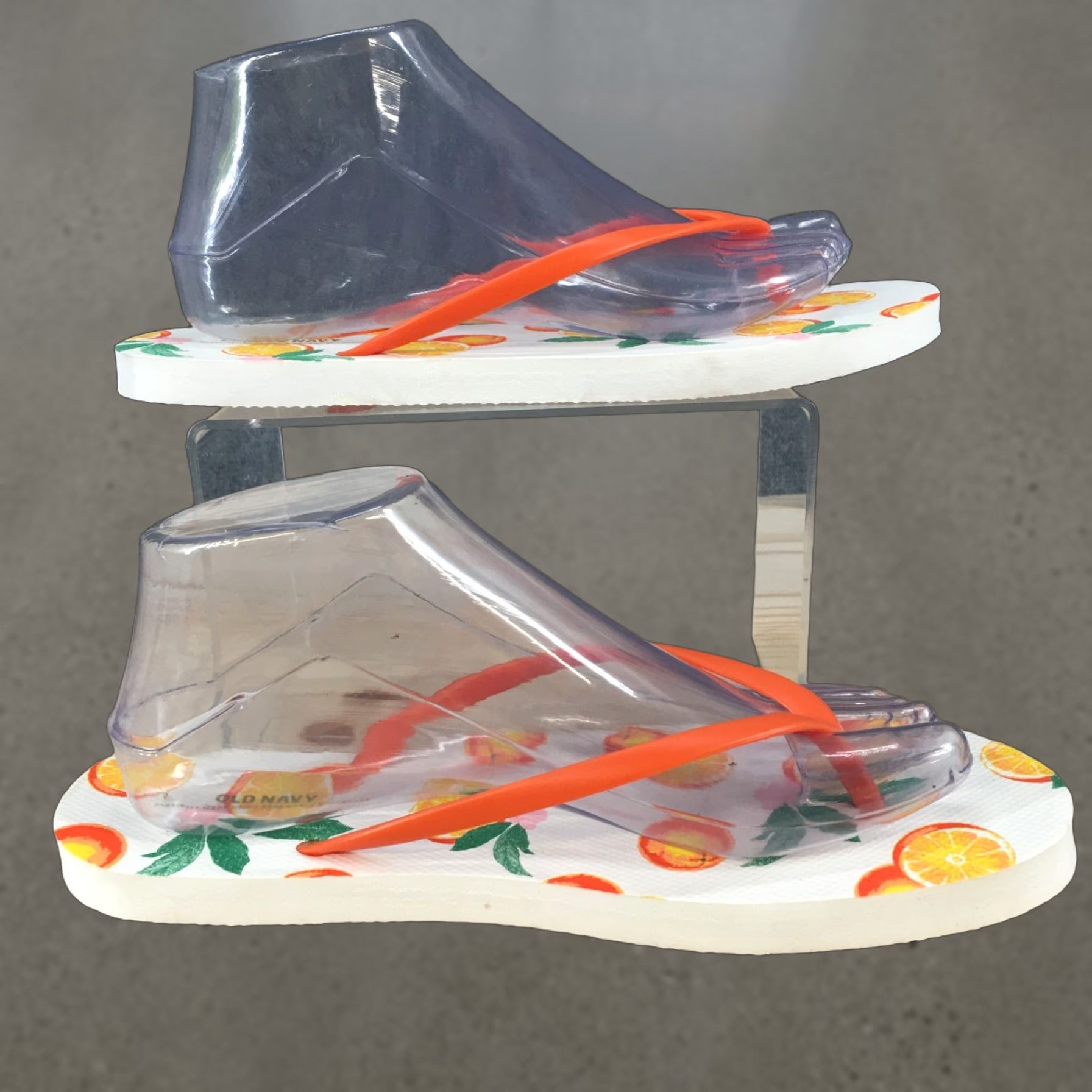 Old Navy Old Navy Sandals Womens 9 Orange Flip Flop Toe Post Casual Orange Fruit Print Womens Sandal Fold Slip On Size US 9 / IT 39 - 1 Thumbnail