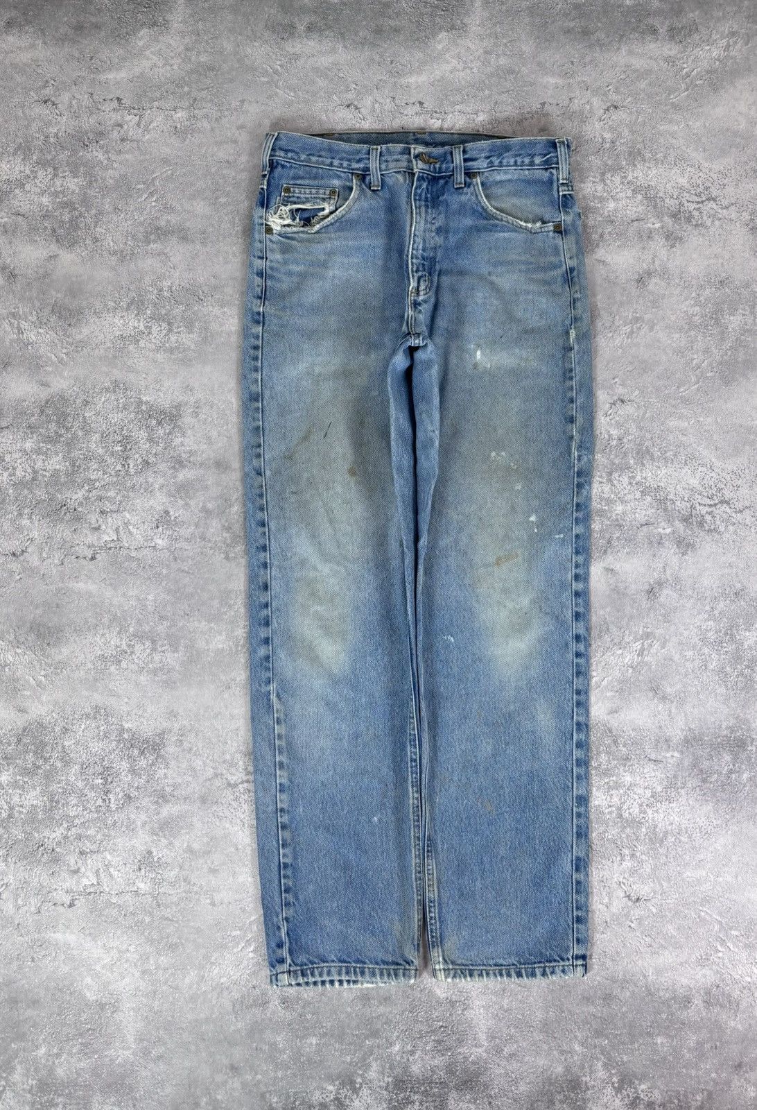 Carhartt Carhartt Men’s Denim Jeans Faded Blue Distressed Workwear Size US 34 / EU 50 - 2 Thumbnail