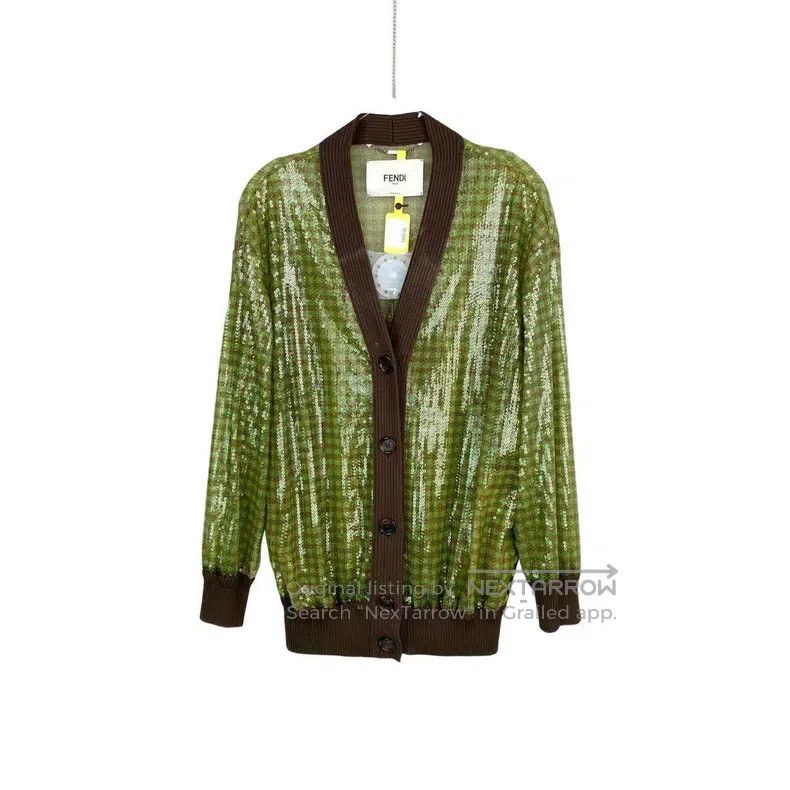 Fendi Fendi Nylon green sequin plaid cardigan Size XS / US 0-2 / IT 36-38 - 1 Thumbnail