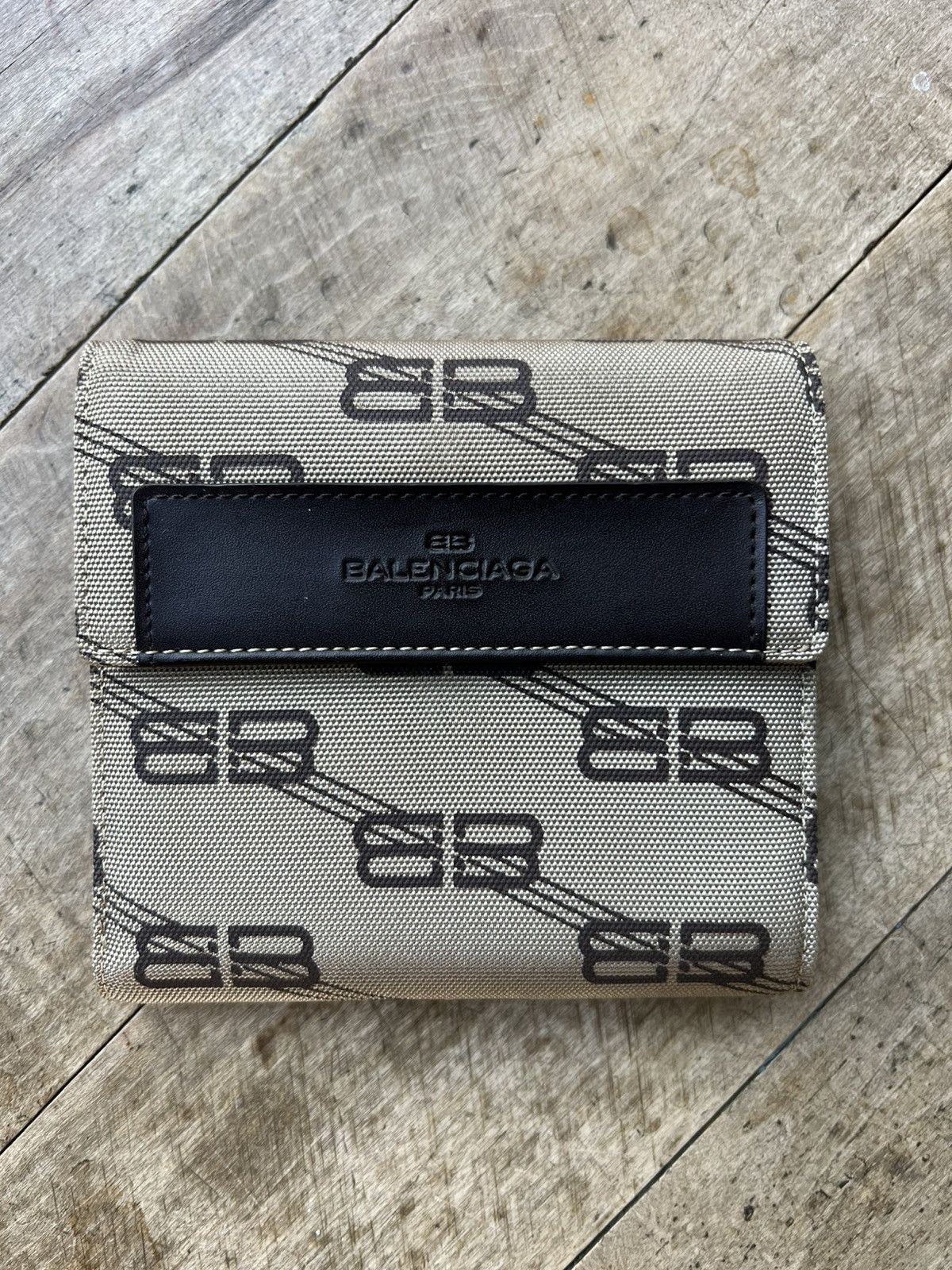 Balenciaga Balenciaga Brown Tri-fold Canvas Small Wallet Black Size ONE SIZE - 1 Thumbnail