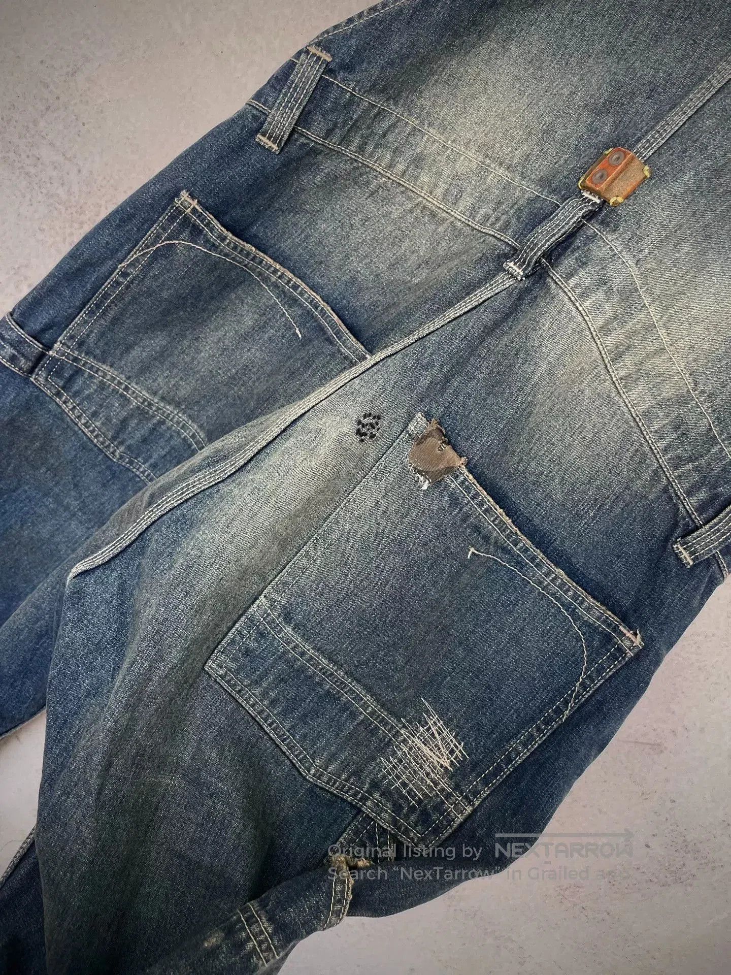 Vintage Distressed Vintage Patch Cargo Overalls. Size US 31 - 7 Thumbnail