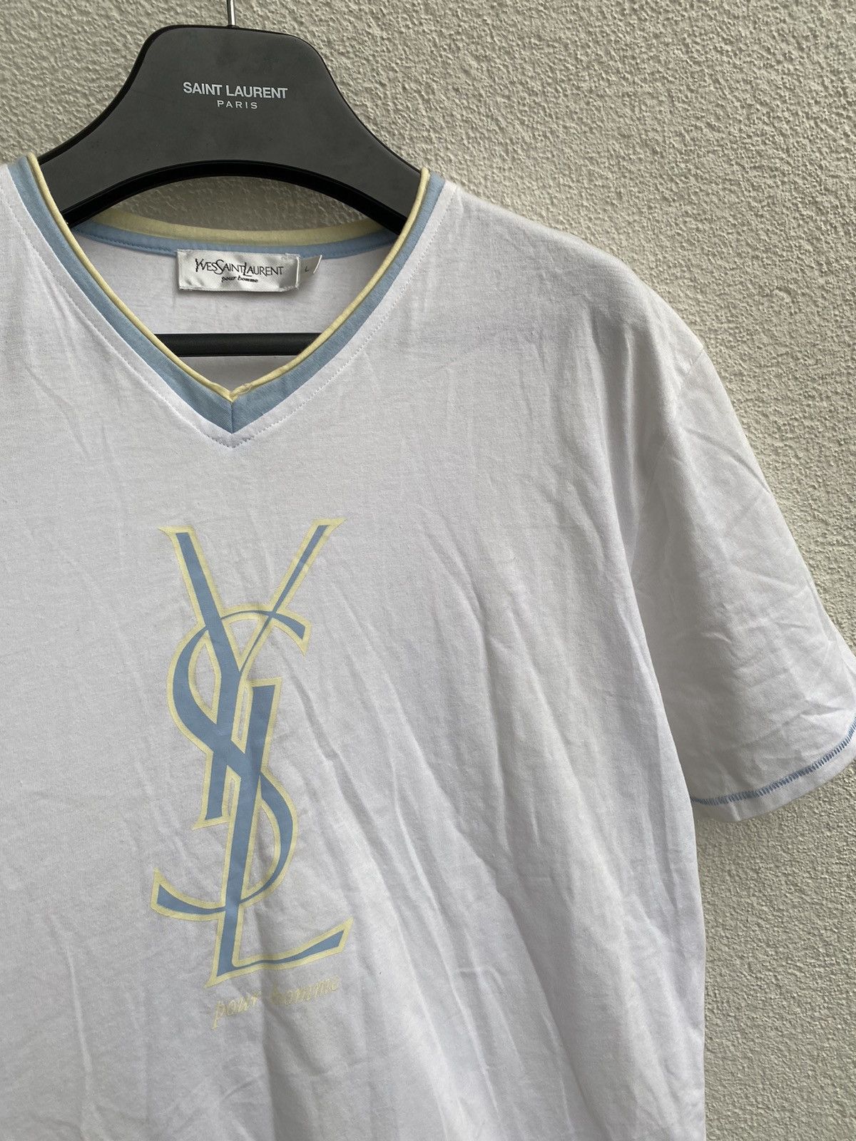 White YSL T-Shirt Big Logo
