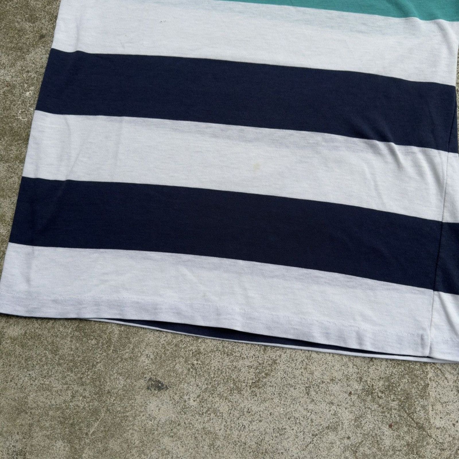 Vintage 70s Paper Thin Distressed Striped Blue Faded Tee ERD Grunge Size US S / EU 44-46 / 1 - 7 Thumbnail
