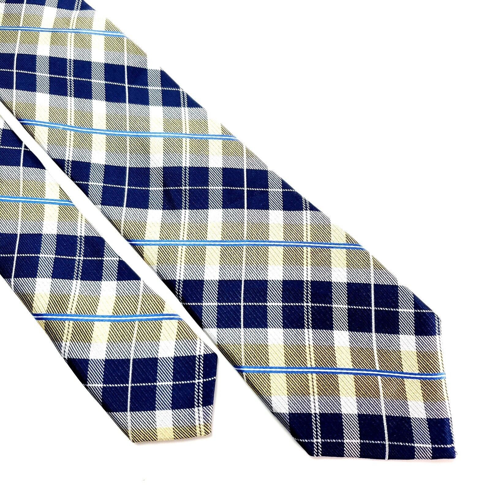 Nautica Nautica Silk Tie Print Blue Yellow Plaid Skinny Size ONE SIZE - 1 Thumbnail