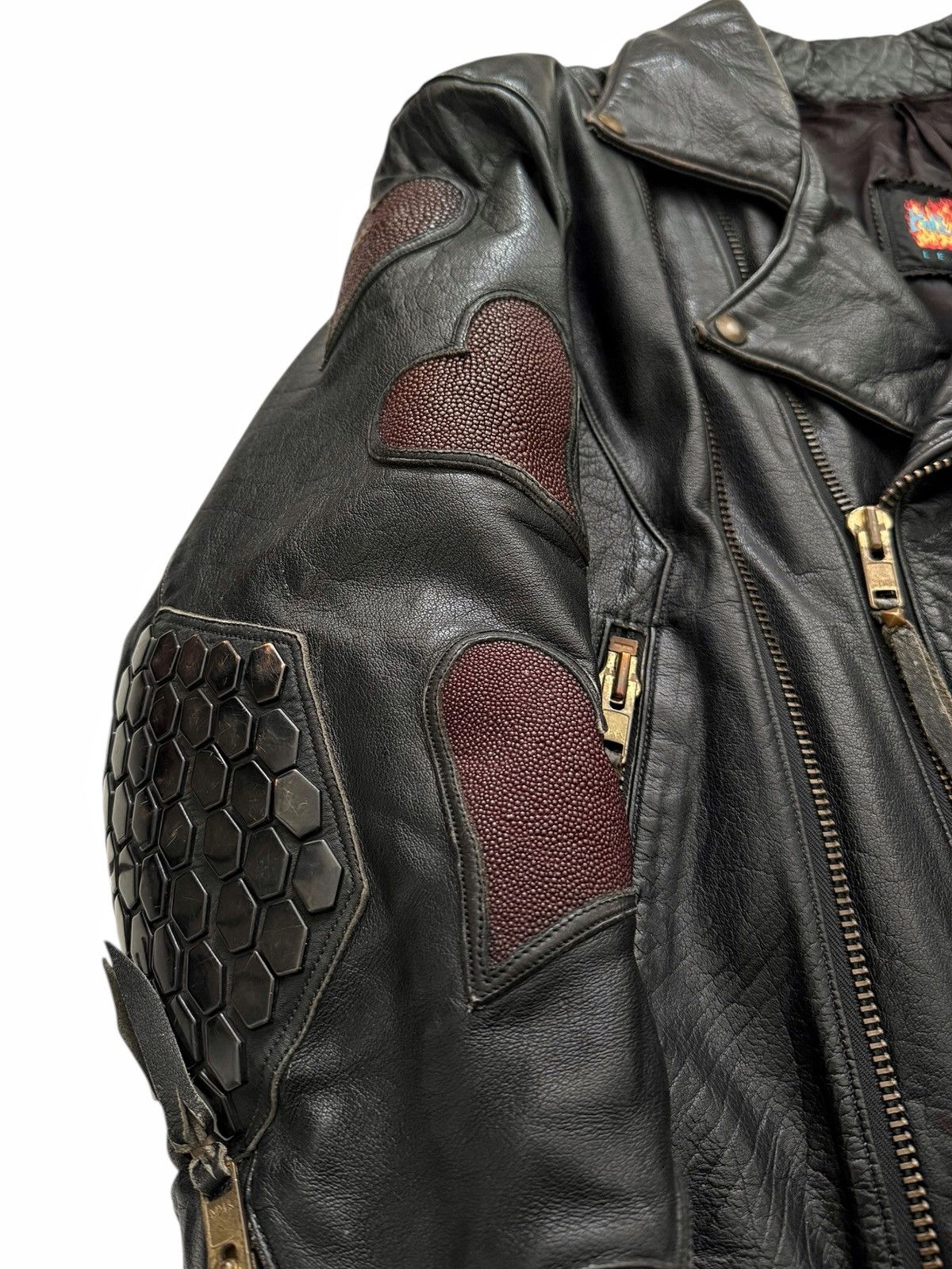 Bill Wall Leather GRAIL 1980’s Armored Brass and Stringray Oversized Leather Size US XL / EU 56 / 4 - 7 Thumbnail