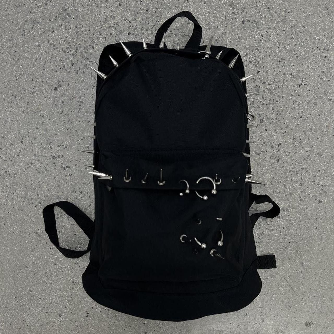 Japanese Brand Black and Silver Pierced Spiked Backpack Size ONE SIZE - 3 Thumbnail
