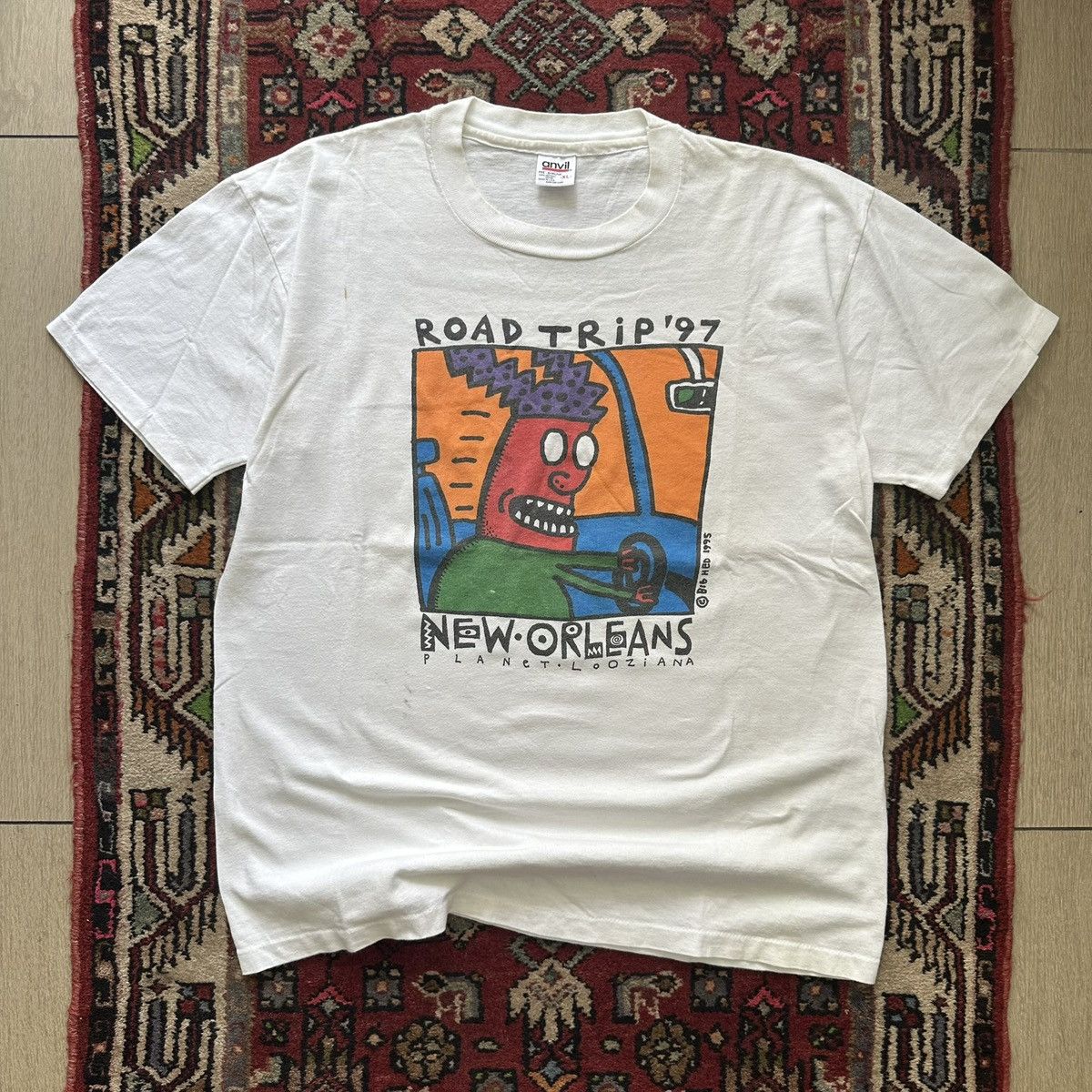 Vintage 1997 New Orleans “Road Trip” Graphic Tee Vintage Cartoon Size US XL / EU 56 / 4 - 1 Thumbnail