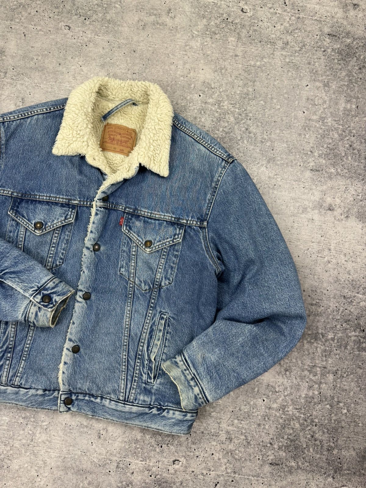 Levi's Levi’s Vintage Stonewashed Blue Denim Trucker Sherpa Bomber Size US XL / EU 56 / 4 - 2 Thumbnail