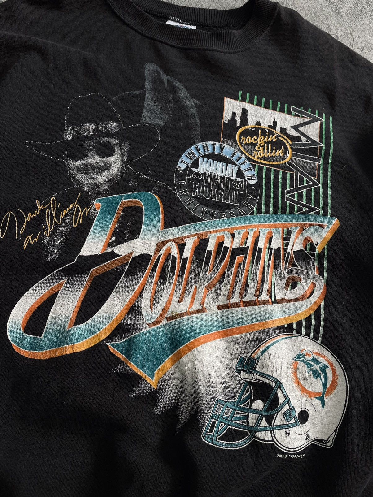NFL VTG 90s MNF 25th Hank Williams NFL Miami Dolphins Sweatshirt Size US XL / EU 56 / 4 - 7 Thumbnail