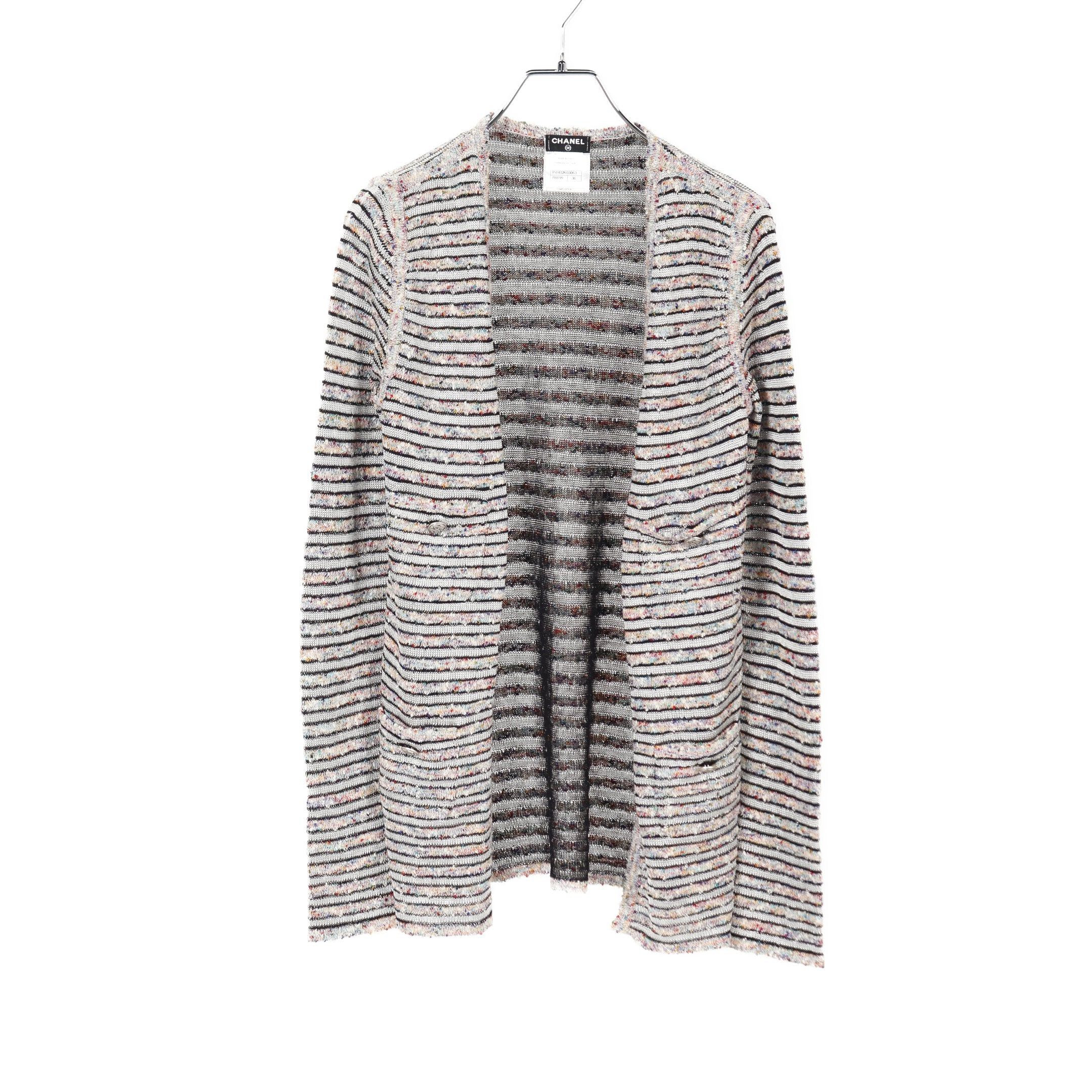 Chanel Chanel Cardigan Stripes Rayon Cotton White Multicolor Size ONE SIZE - 1 Thumbnail