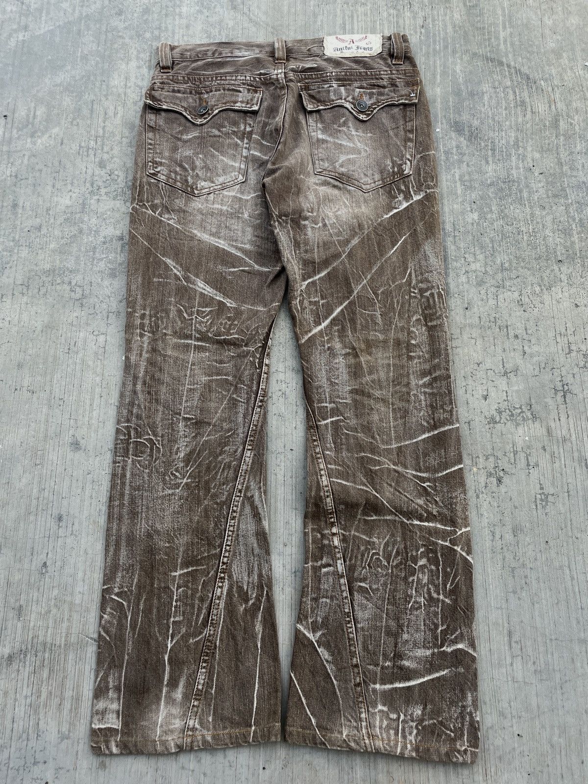Japanese Brand 💥RARE💥 2000s JAPANESE ANTFUL CRAZY WHISKER SPIRAL FLARE JEAN Size US 30 / EU 46 - 7 Thumbnail