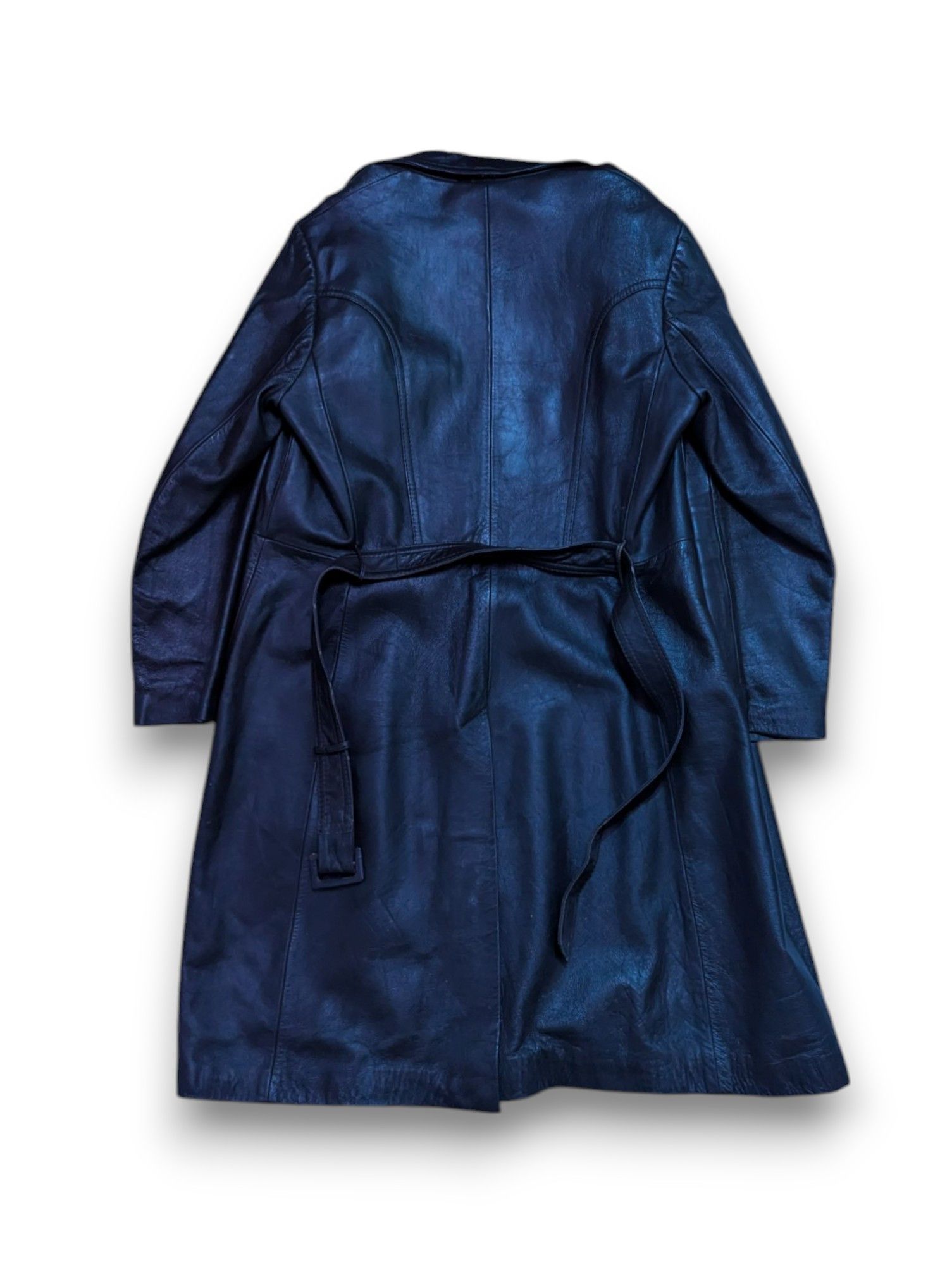 Black Retro Long Leather Jacket Vintage Archive 90s 80s