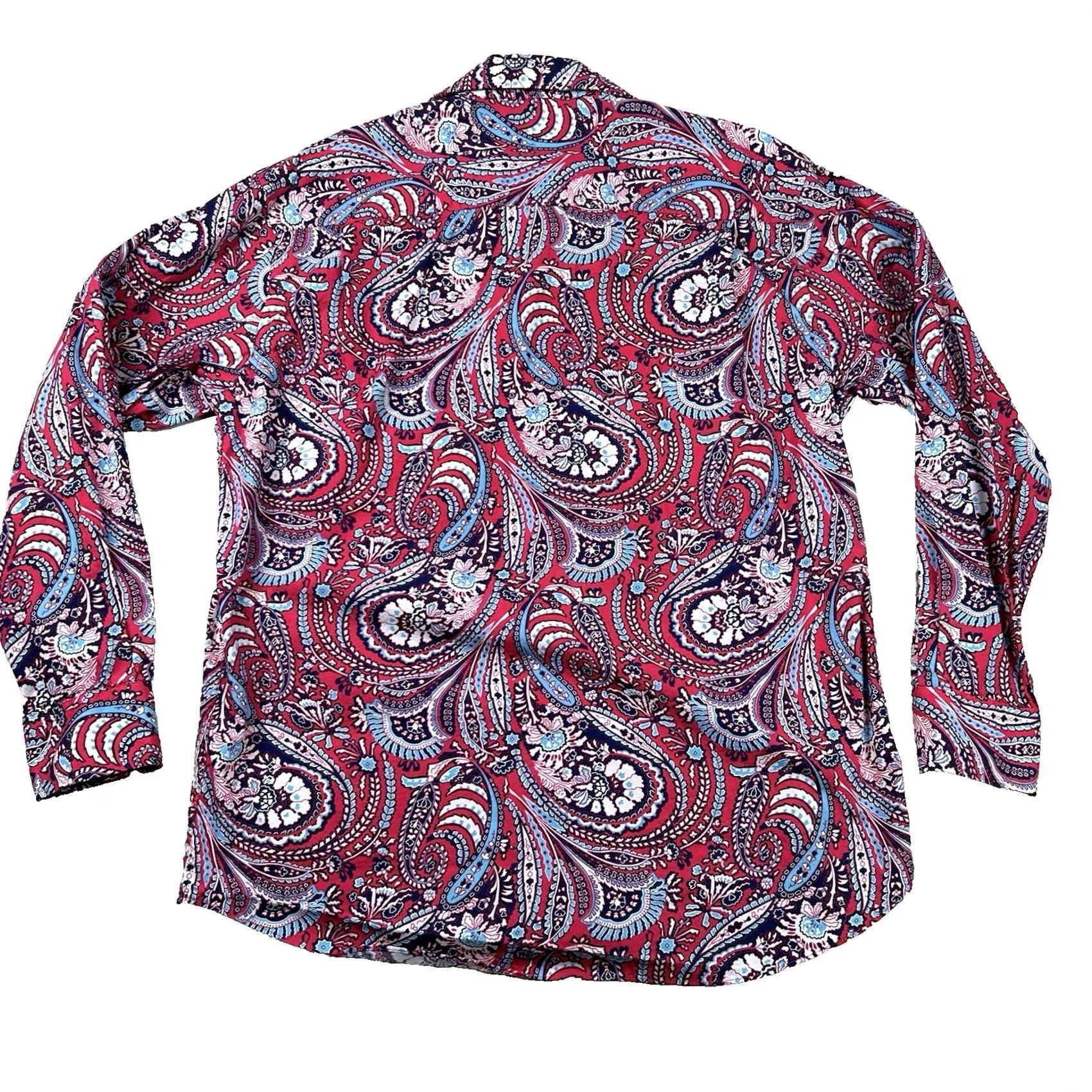 Vintage Alan Flusser Shirt Mens L Paisley Button Up Floral Poplin Woven Cotton Shirt Size US L / EU 52-54 / 3 - 2 Thumbnail