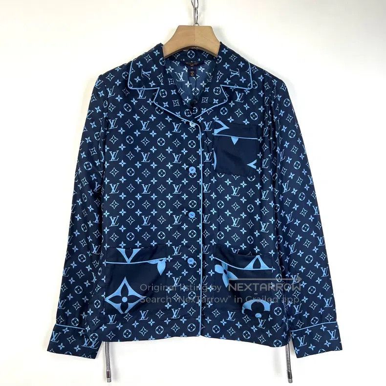 Louis Vuitton Louis Vuitton Blue full-print silk pajama shirt Size XS / US 0-2 / IT 36-38 - 1 Thumbnail