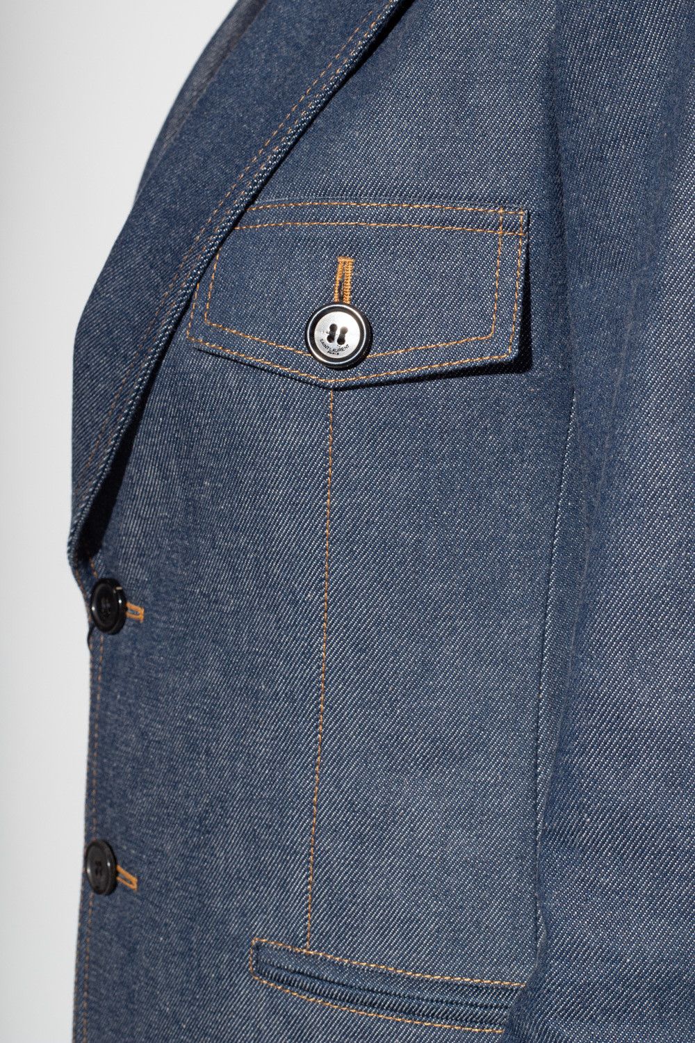 Saint Laurent Paris o1s1wg111024 Single-Breasted Jacket in Denim in Blue Size XS / US 0-2 / IT 36-38 - 5 Thumbnail