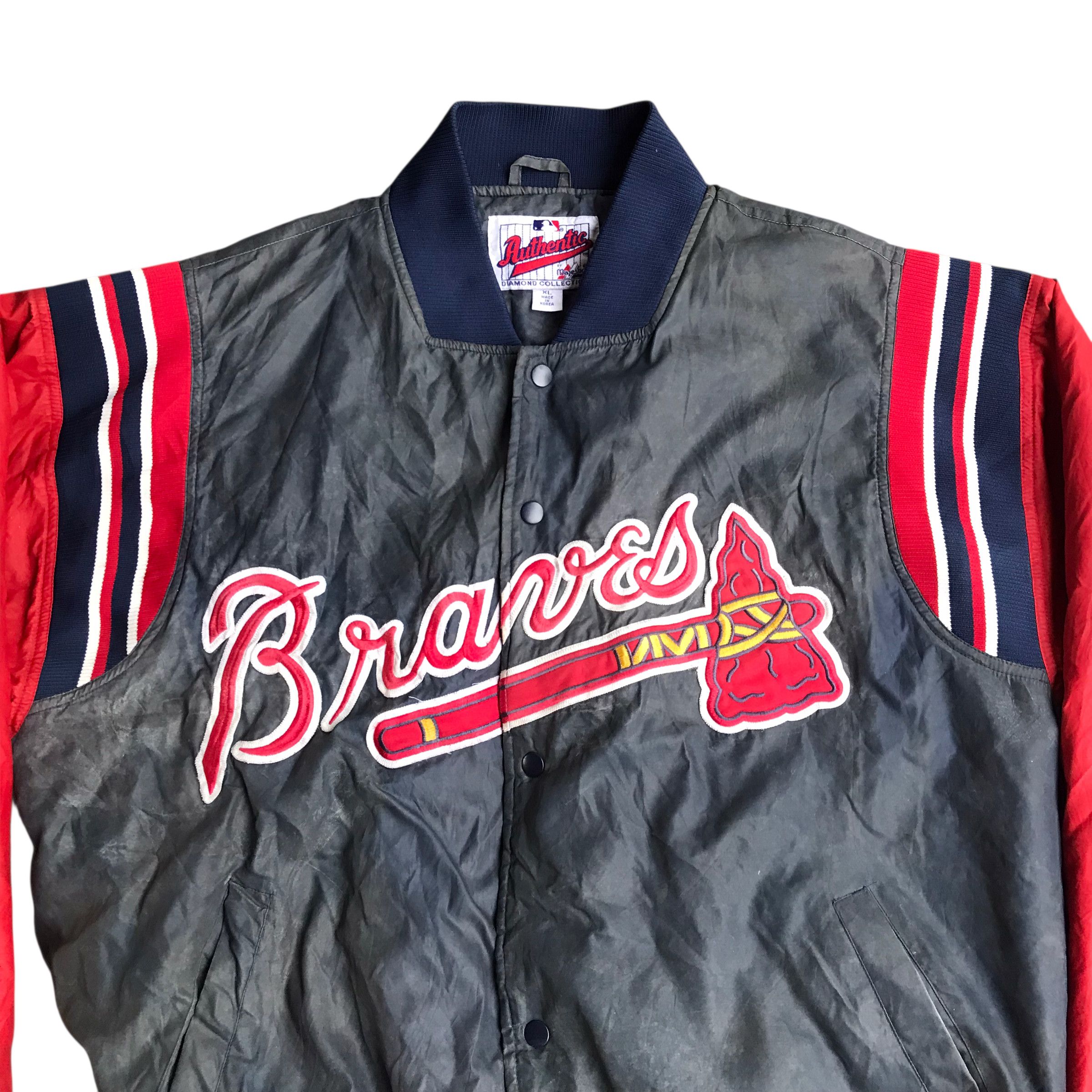 MLB Majestic Rare 90s Atlanta Braves MLB Bomber Sun Faded Size US XL / EU 56 / 4 - 4 Thumbnail