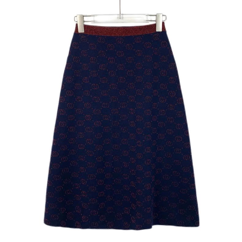 Gucci Deep Blue Logo Print Wool Skirt Size 24" / US 00 / IT 34 - 1 Thumbnail