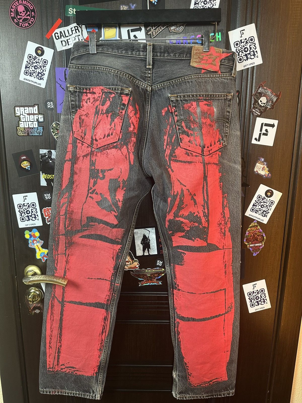 Sp5der × Young Thug Spider Worldwide Red Moto Jeans Size US 34 / EU 50 - 2 Thumbnail