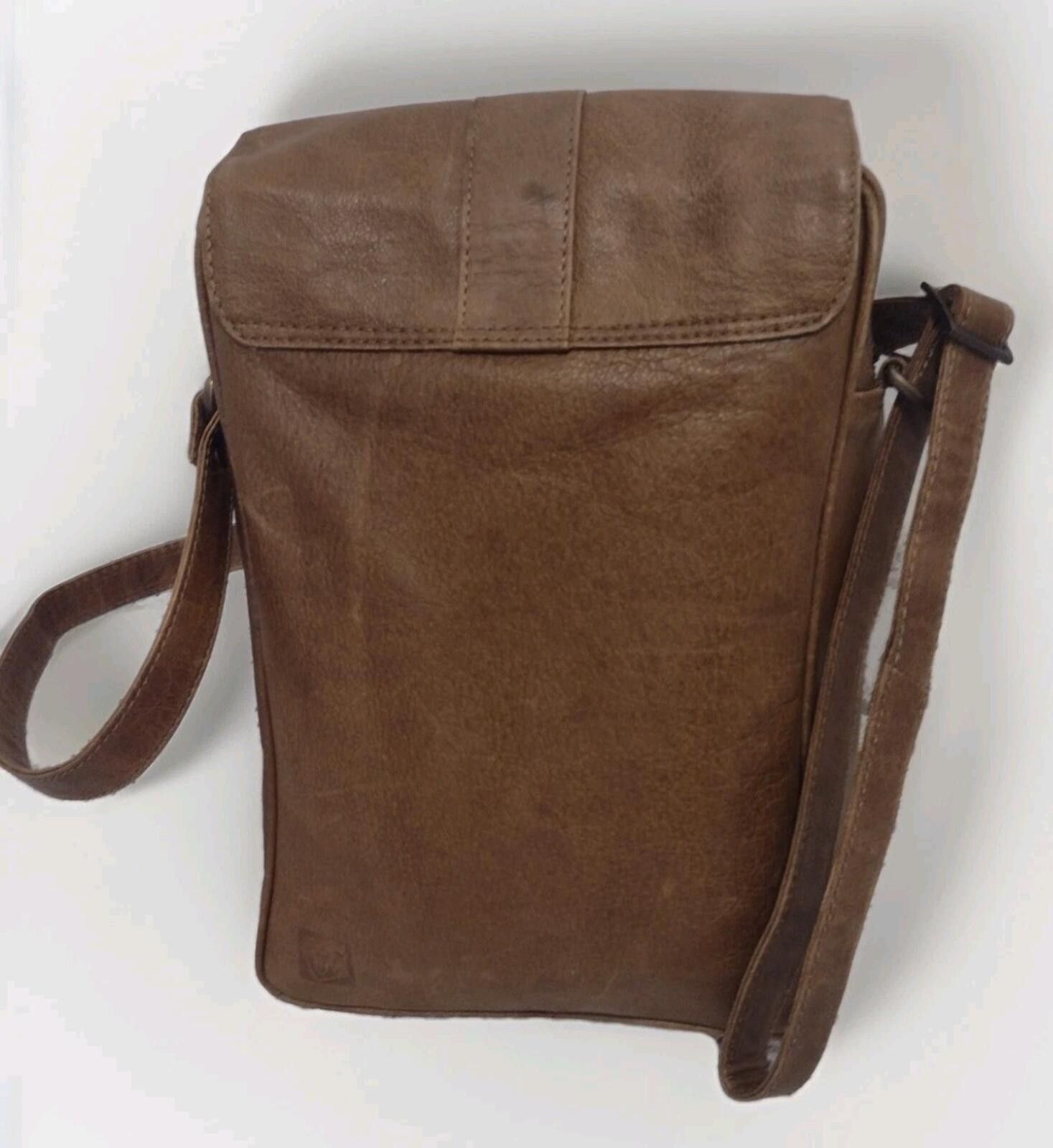The Unbranded Brand VTG Leather Document Satchel Bag Push Lock Adjustable Strap Size ONE SIZE - 5 Thumbnail