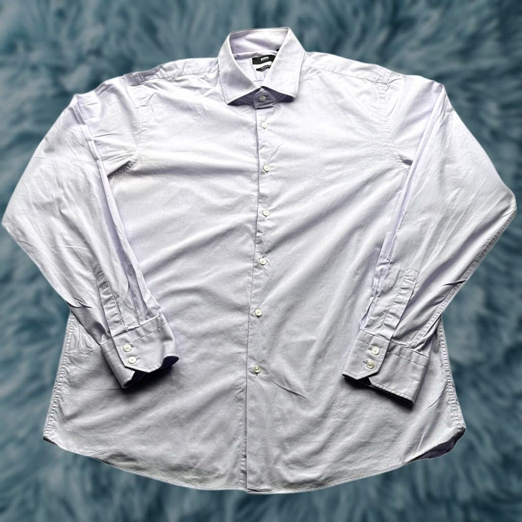 Hugo Boss HUGO BOSS Button-Up Shirt Purple Dress Shirt Mens XL 17.5 36/37 Long Sleeve Regular Fit Size 46R - 1 Thumbnail
