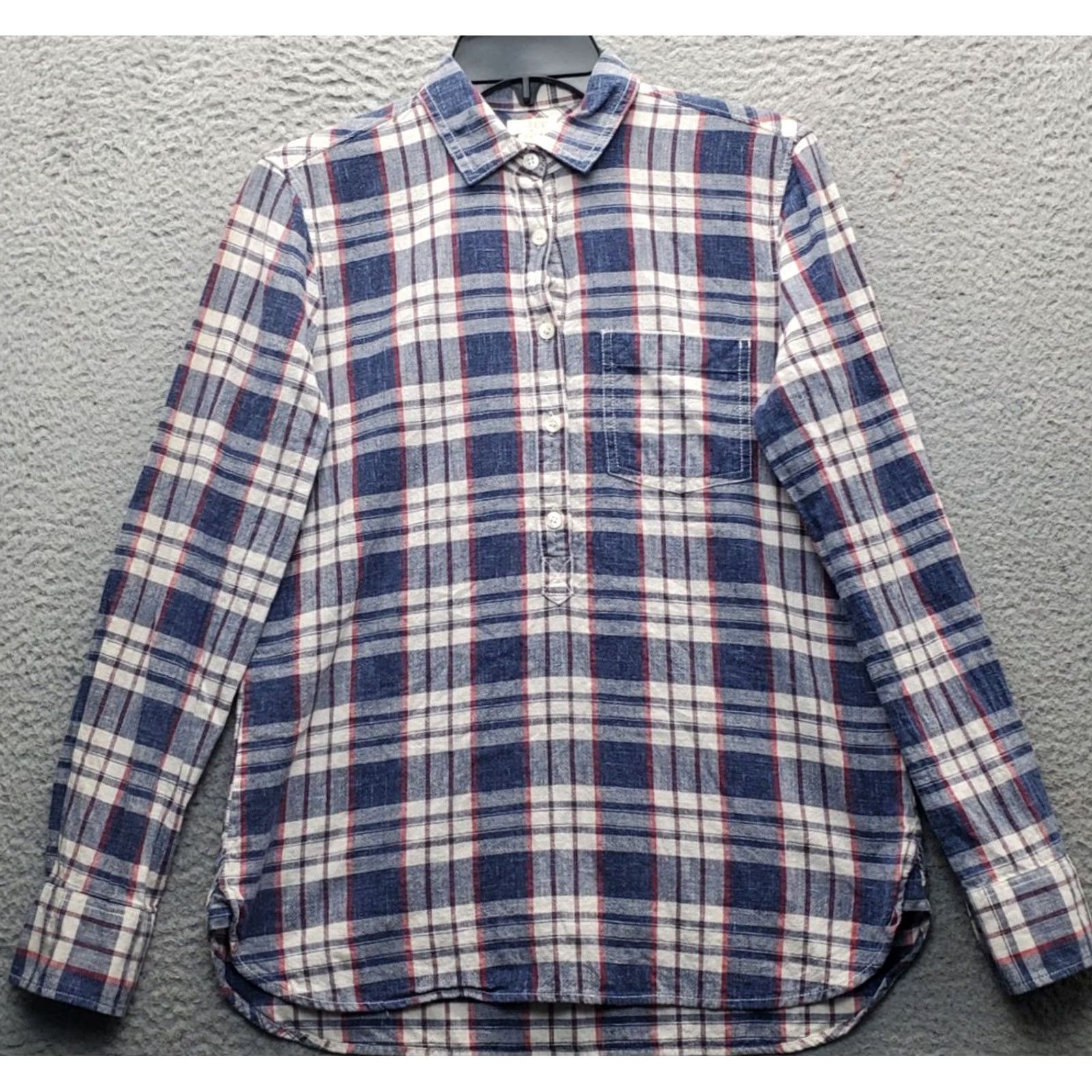 J.Crew J.CREW Popover Shirt Womens 2XS Multi Plaid Long Sleeve Button-Up Casual Shirt Small Womens Size 2XS Multicolor Plaid Pocket Collar Size XXS / US 00 / IT 34 - 2 Thumbnail