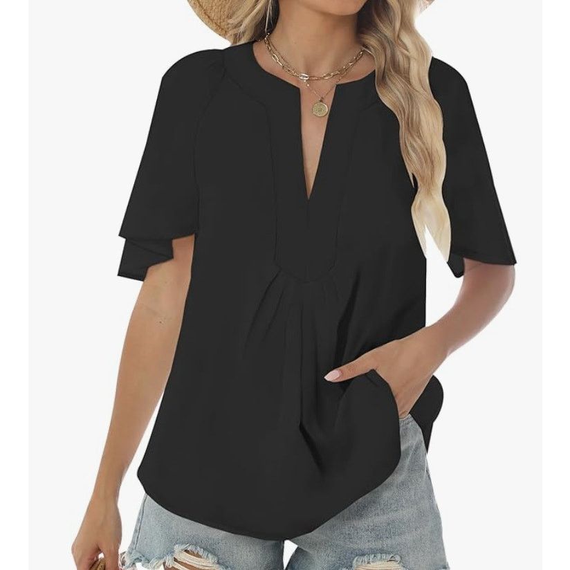 The Unbranded Brand SIZE 2XL Oversized Flutter Sleeve V Neck 100% Polyester Size US XXL / EU 58 / 5 - 1 Thumbnail