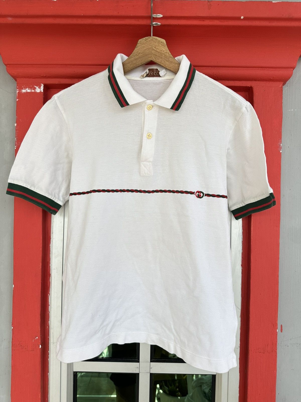 Gucci Vintage 80s Gucci Embroidered Polo Tee Size US M / EU 48-50 / 2 - 1 Thumbnail