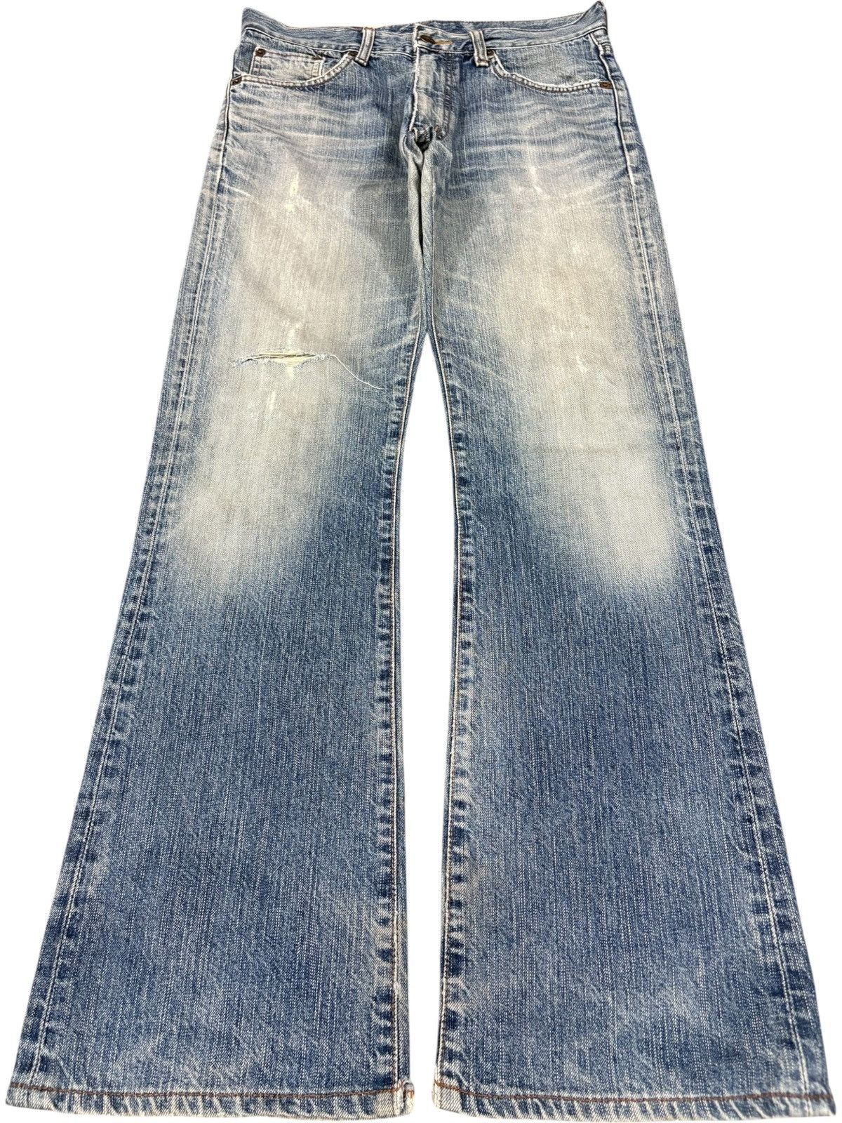 Edwin Vintage Japanese Edwin 503 Rebel Distressed Flare Jeans Size US 30 / EU 46 - 1 Thumbnail