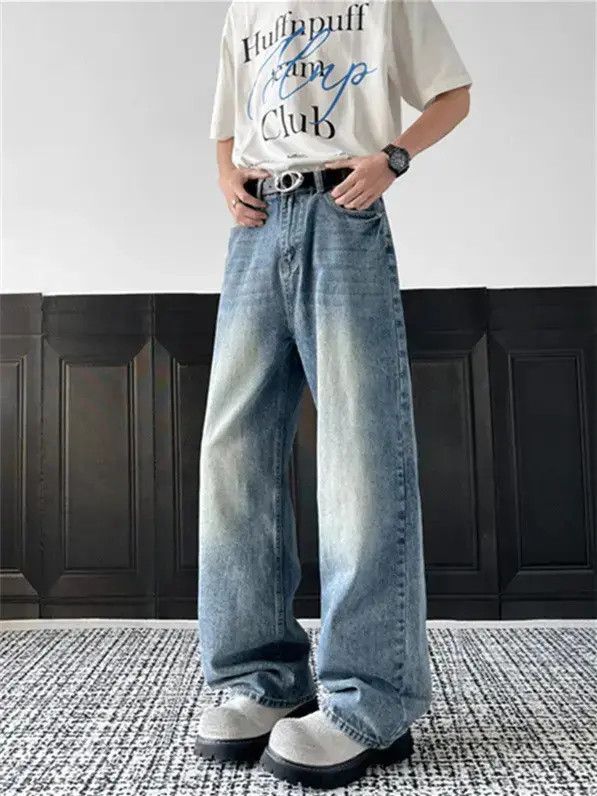 Japanese Brand Retro loose washed straight leg jeans Size US 32 / EU 48 - 3 Thumbnail