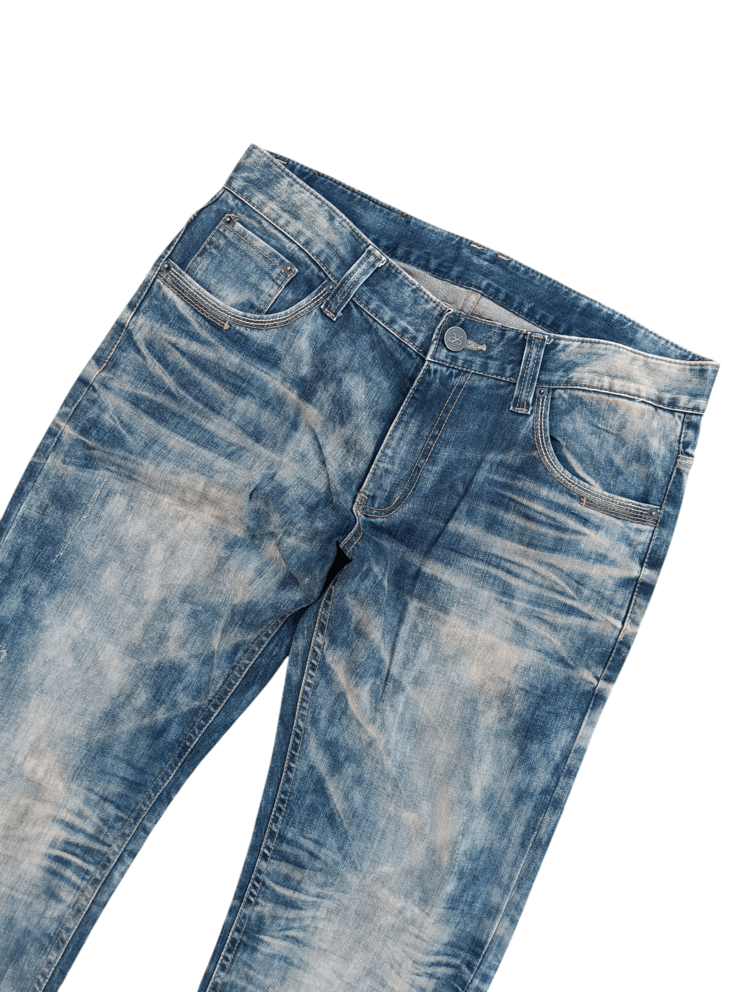Other RARE 💥 FLARED JAPANESE BRAND TIE-DYE WHISKERS FADED DENIM Size US 33 - 9 Thumbnail