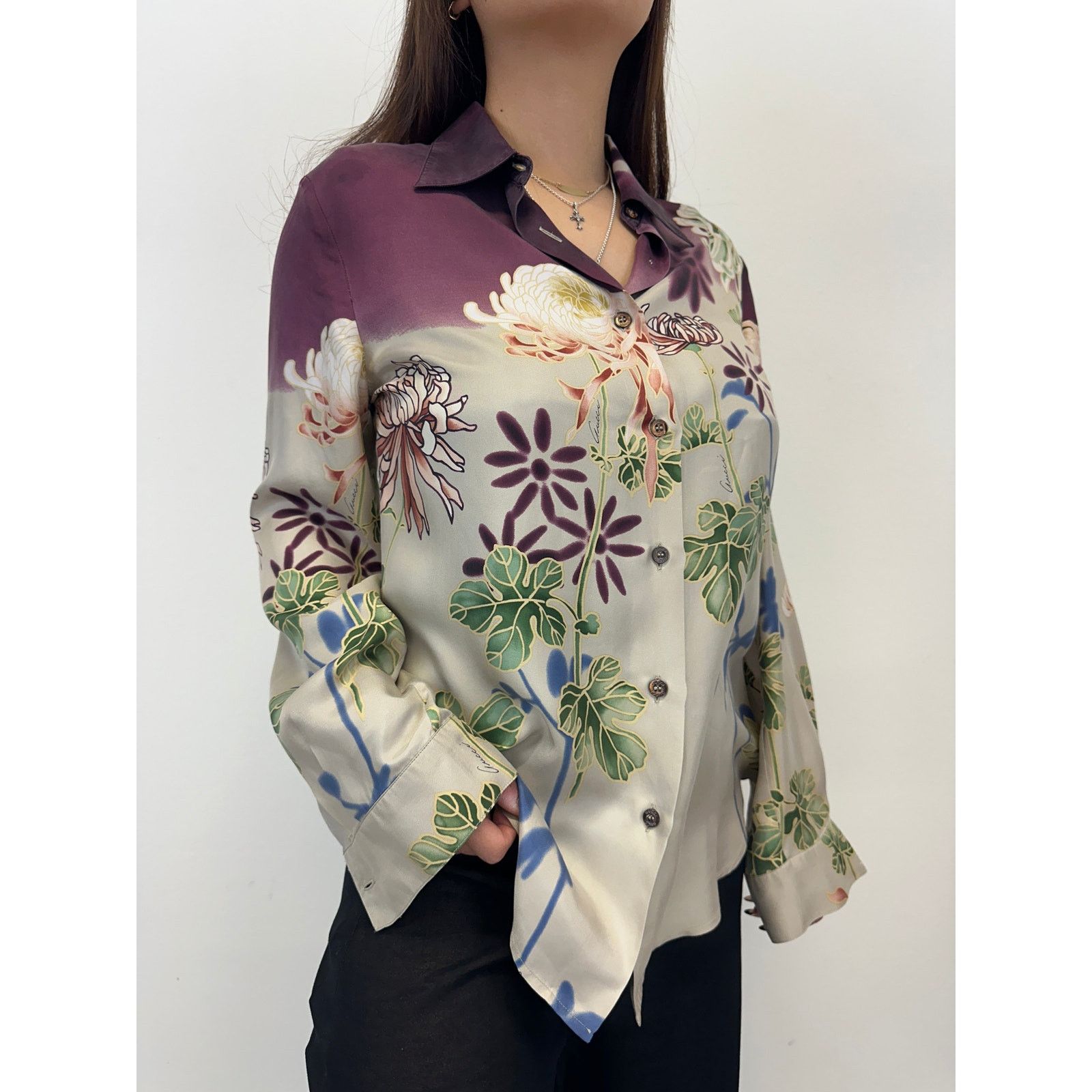 Gucci SS2001 Gucci by Tom Ford Chrysanthemum silk shirt Size M / US 6-8 / IT 42-44 - 2 Thumbnail