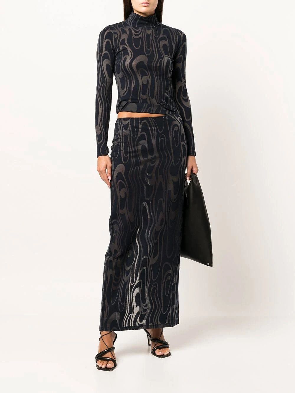 Eckhaus Latta o1mle0524 Shrunk Turtleneck Wave Top in Black Size S / US 4 / IT 40 - 4 Thumbnail