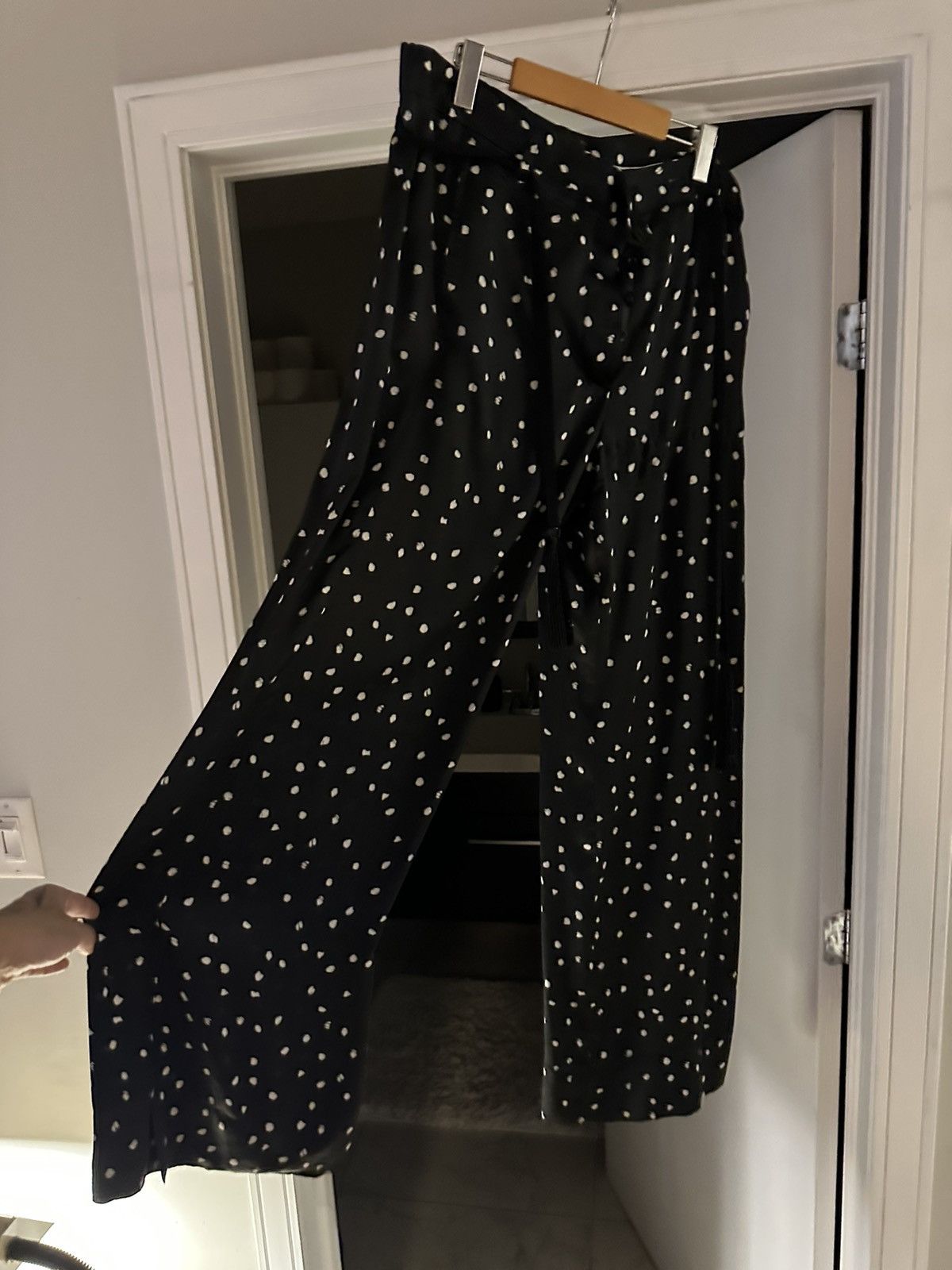 Pre-owned Ann Demeulemeester Silk Wide Leg Pants In Blue