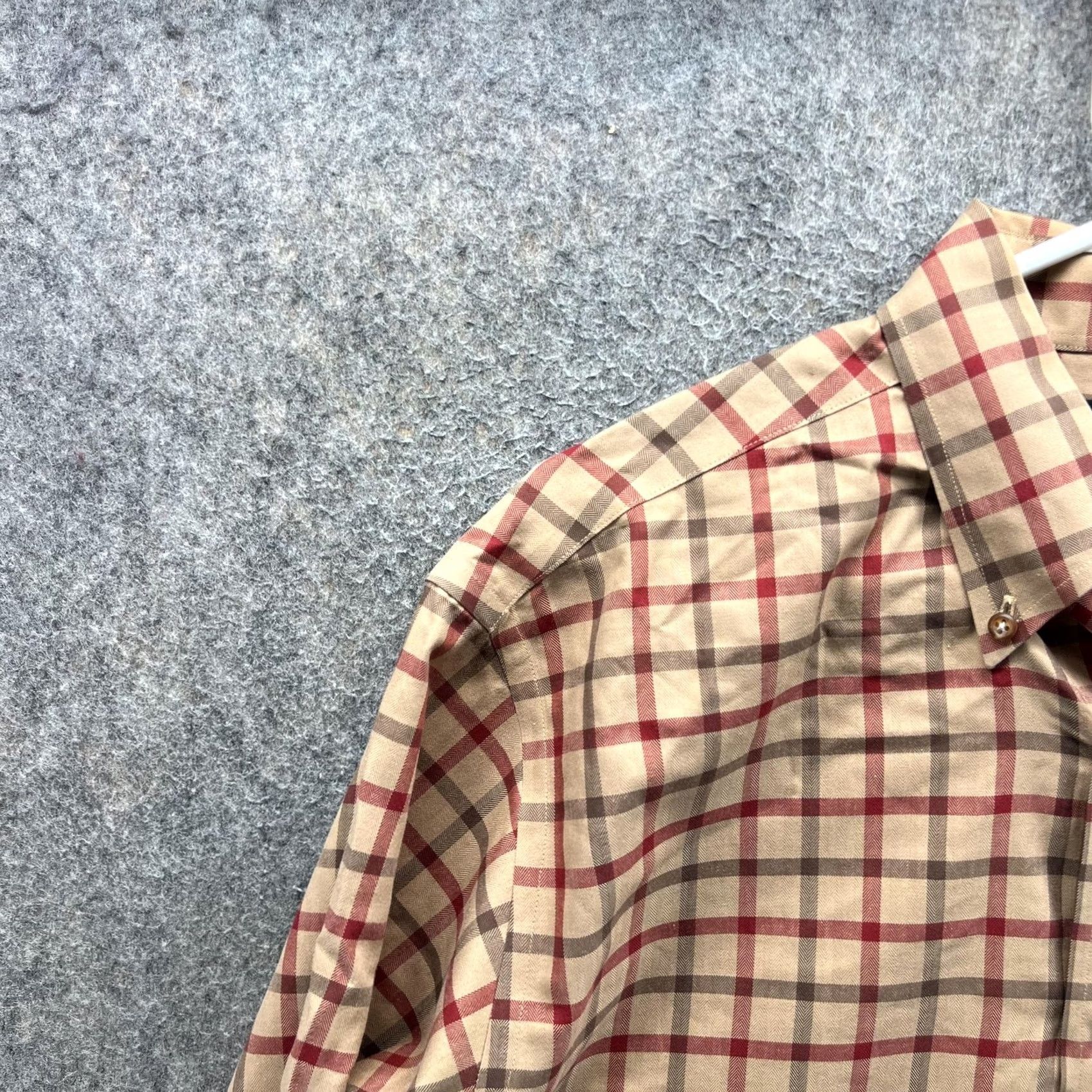 Brooks Brothers Brooks Brothers Dress Shirt Mens Small Beige Plaid Non Iron 346 Button Down Size 36R - 6 Thumbnail