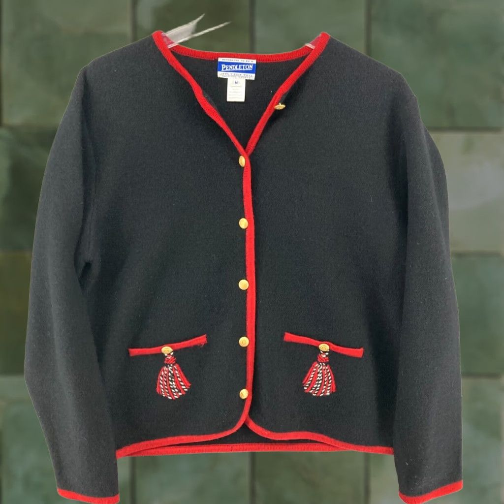 Pendleton Pendleton Sweater Cardigan Womens M Black Embroidered Wool Vintage Size M / US 6-8 / IT 42-44 - 1 Thumbnail