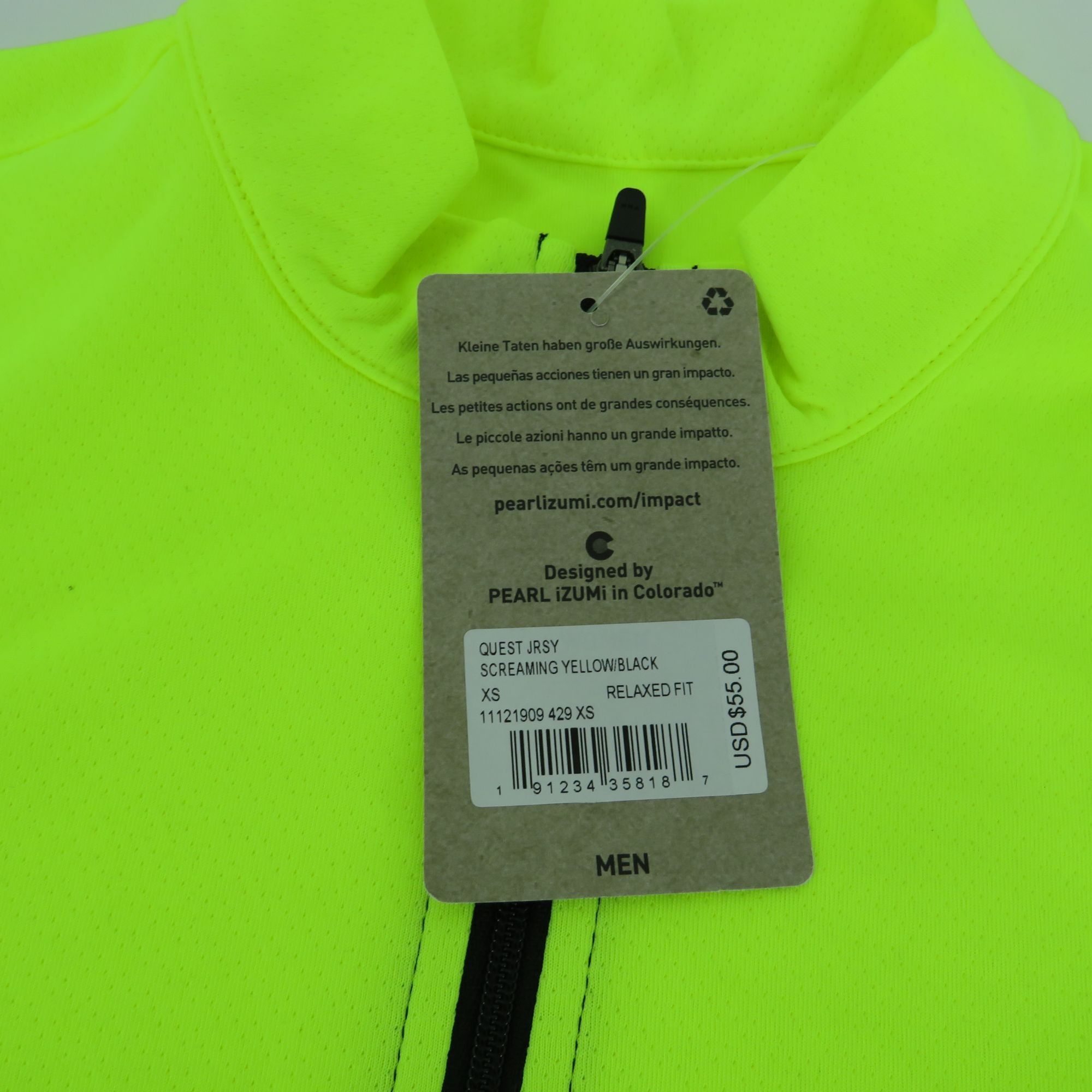 PEARL iZUMi Pearl Izumi Mens XS Quest Jersey Yellow Black Cycling Shirt Size US XS / EU 42 / 0 - 6 Thumbnail
