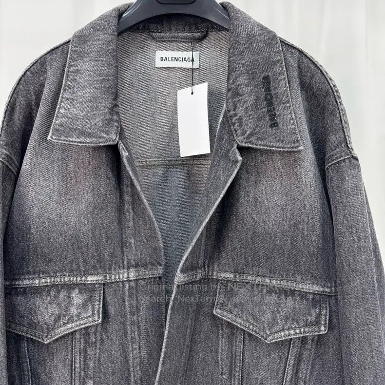 Balenciaga Balenciaga Embroidered Letter Washed Black Denim Jacket Size XXS / US 00 / IT 34 - 3 Thumbnail