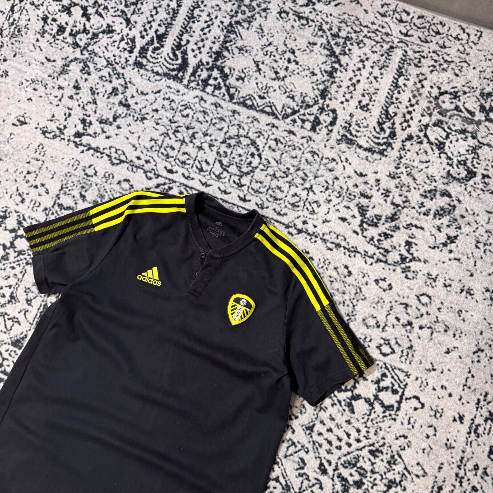 Adidas × Vintage Vintage Adidas Black Polyester Jersey T-Shirt Size L Spelout Size US L / EU 52-54 / 3 - 5 Thumbnail