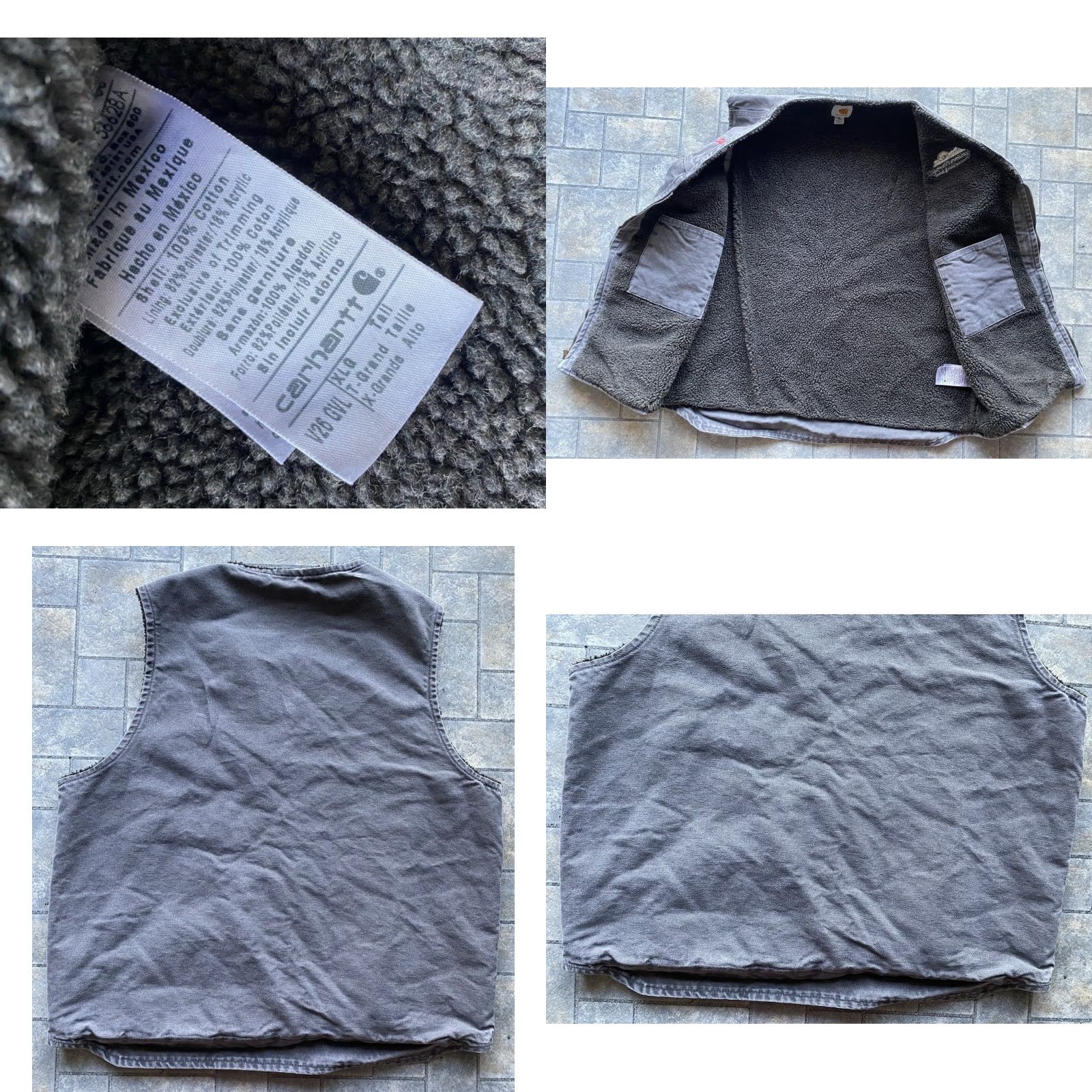 Carhartt VINTAGE Carhartt V26 GVL Vest Men XL Tall Gray Sherpa Lined Embroidery Big & Tall Embroidered Cotton Vest Size US XL / EU 56 / 4 - 8 Thumbnail