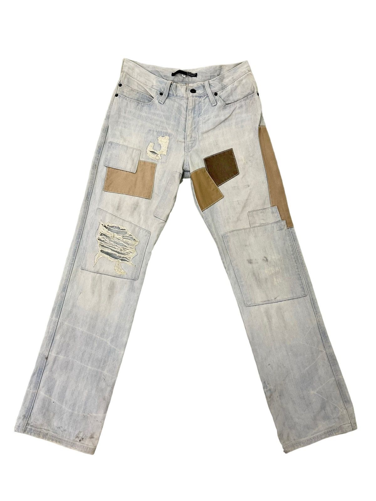 Japanese Brand Patchwork Jeans The Exibitionist Distress Regular 6🟦9 Size US 31 - 1 Thumbnail