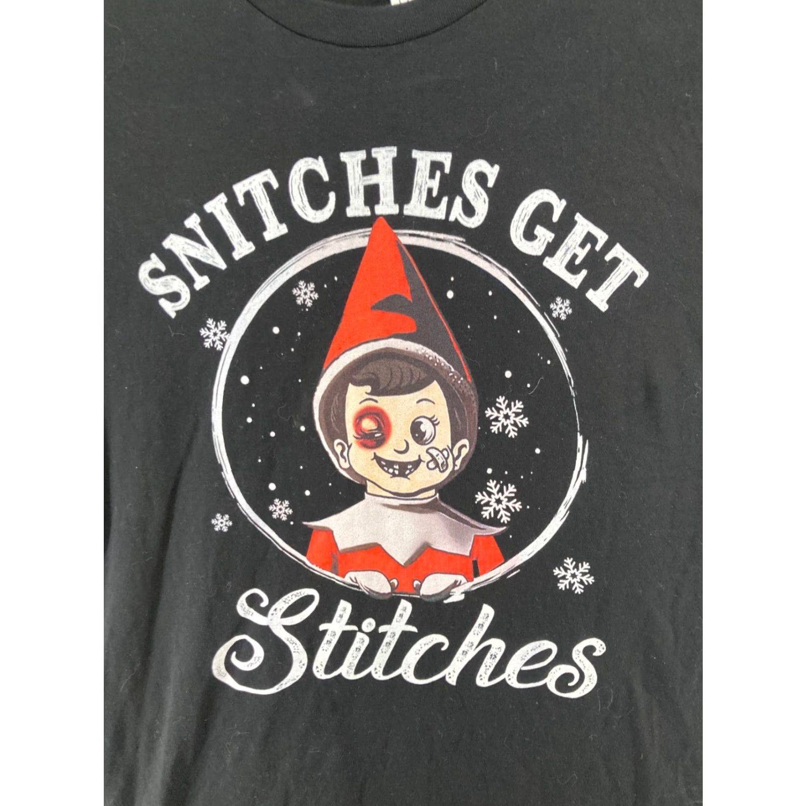 Vintage VINTAGE Snitches Get Stitches Mens TShirt Small Black Christmas Elf Shirt Mens Small Black Christmas Elf Size US S / EU 44-46 / 1 - 4 Thumbnail