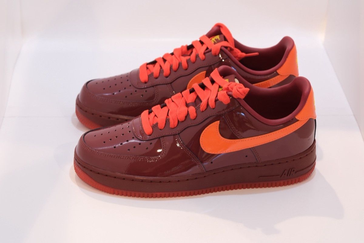 Nike Nike Air Force 1 Low Patent Leather Team Red Orange Size US 9 / EU 42 - 3 Thumbnail