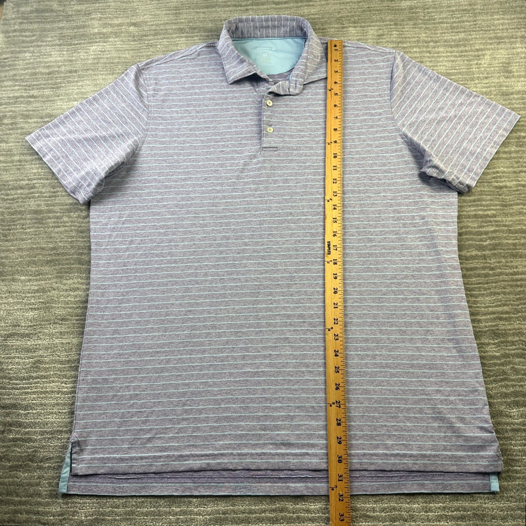 johnnie-O Johnnie O Polo Shirt Mens XL Purple Striped Golf Performance Casual All Seasons Lightweight Stretch Logo Size US XL / EU 56 / 4 - 7 Thumbnail