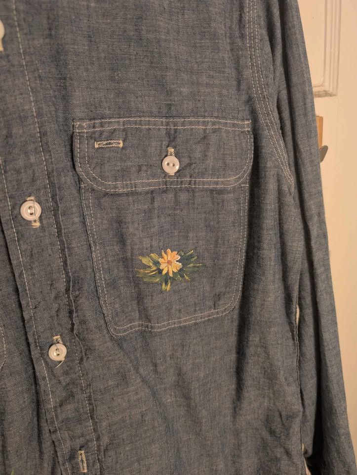 JCPenney 70s Vintage Painted Big Mac Work shirt Chambray Size US M / EU 48-50 / 2 - 2 Thumbnail