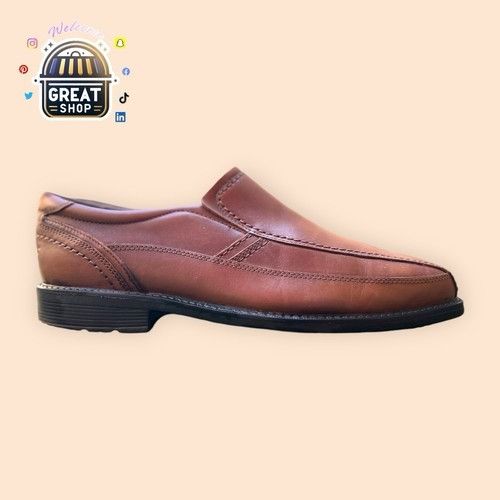Rockport Size 9.5 ROCKPORT Mens Slip On Leader 2 BIKE Toe Brown SHOES Size US 9.5 / EU 42-43 - 5 Thumbnail