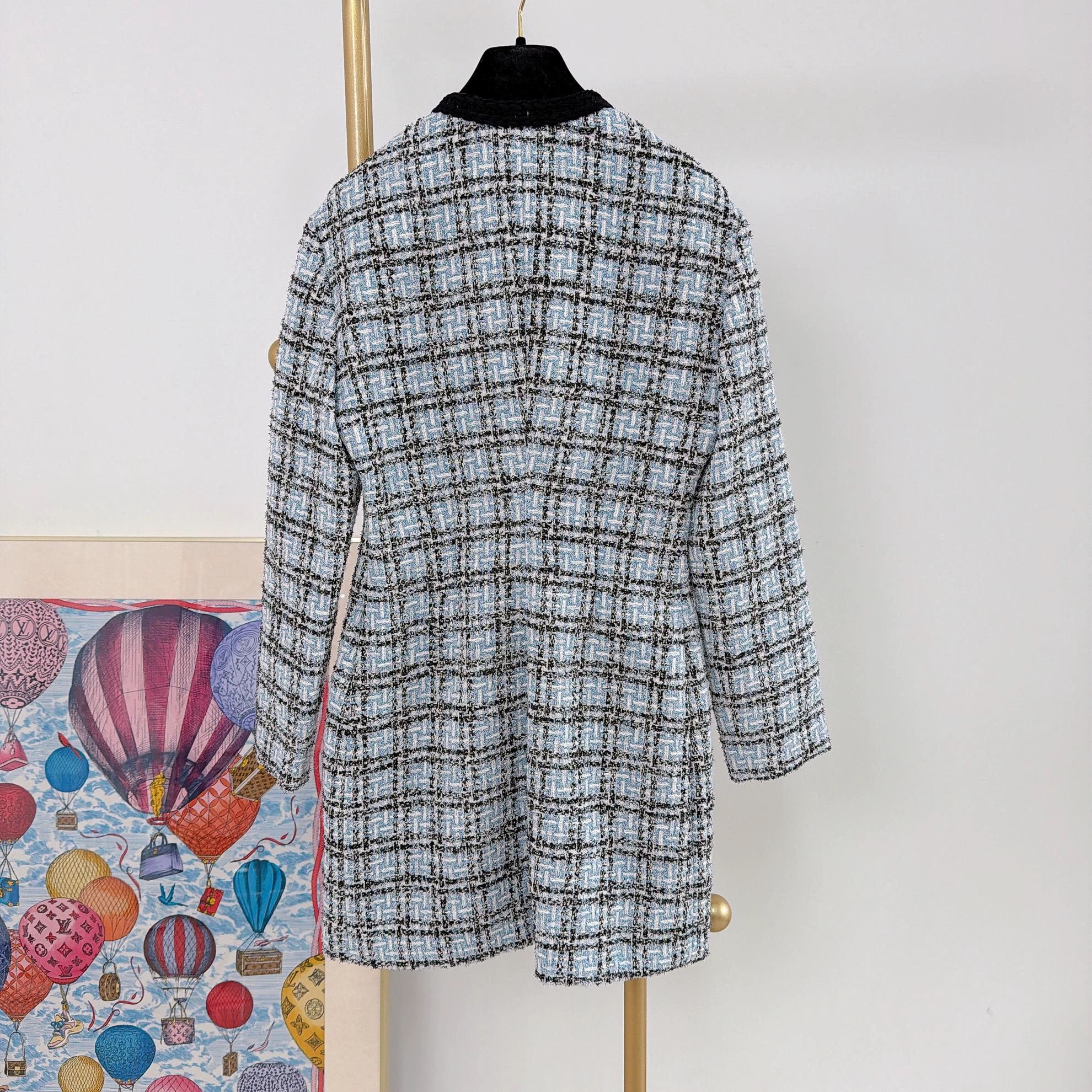 Majestic Maje Women's Blue Checkered Waist-Tie Jacket Size 36 Size XS / US 0-2 / IT 36-38 - 2 Thumbnail